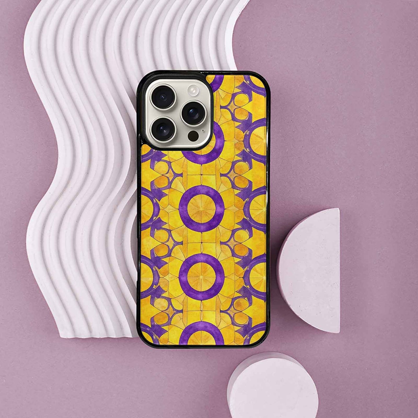 iPhone 16 Pro Max Case — Intersex Flag Color Theme Small Rainbow, Custom Made Phone Cover