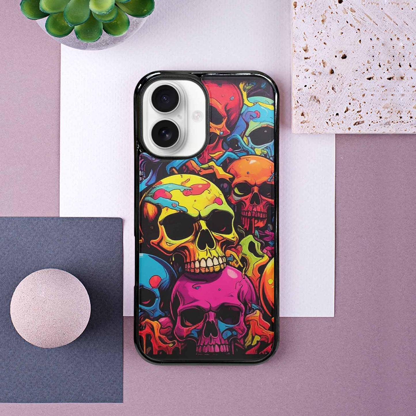 iPhone 16 Case — 1000s Of Skulls Digital Camo Drip, Original Design Phone Case