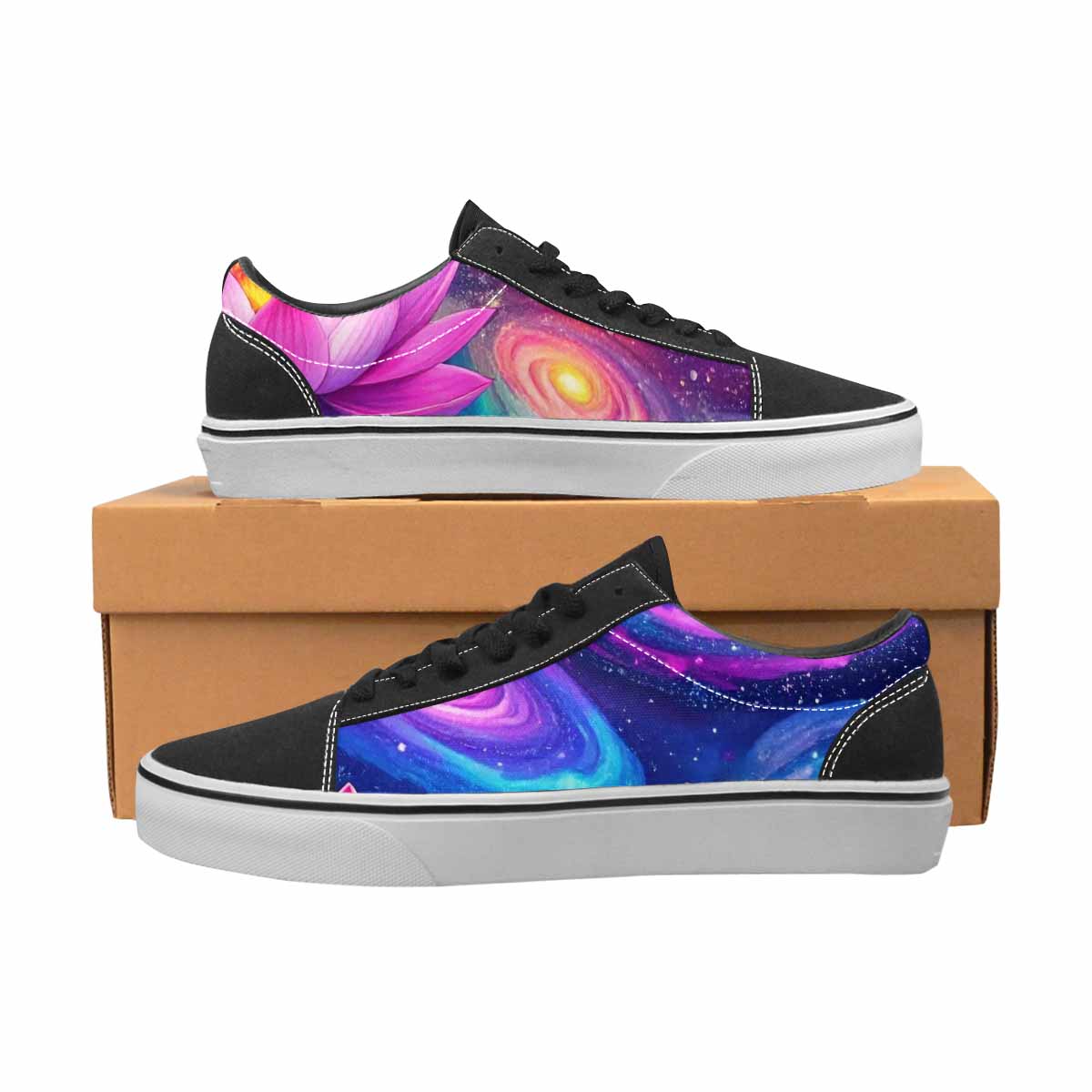 WOMEN'S Lotus Galaxy Canvas Lace-Up Neon Fantasy Custom Shoes