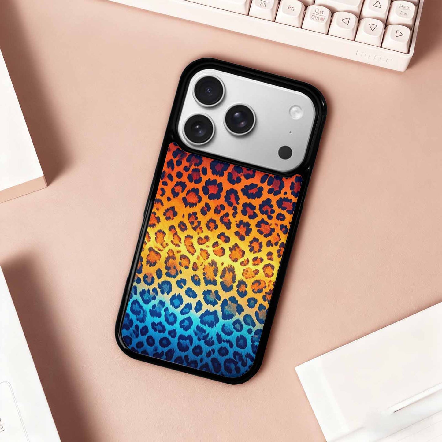 iPhone 17 Pro Case — Leopard Print Gradient Style Edge Animal, Custom Printed Phone Case