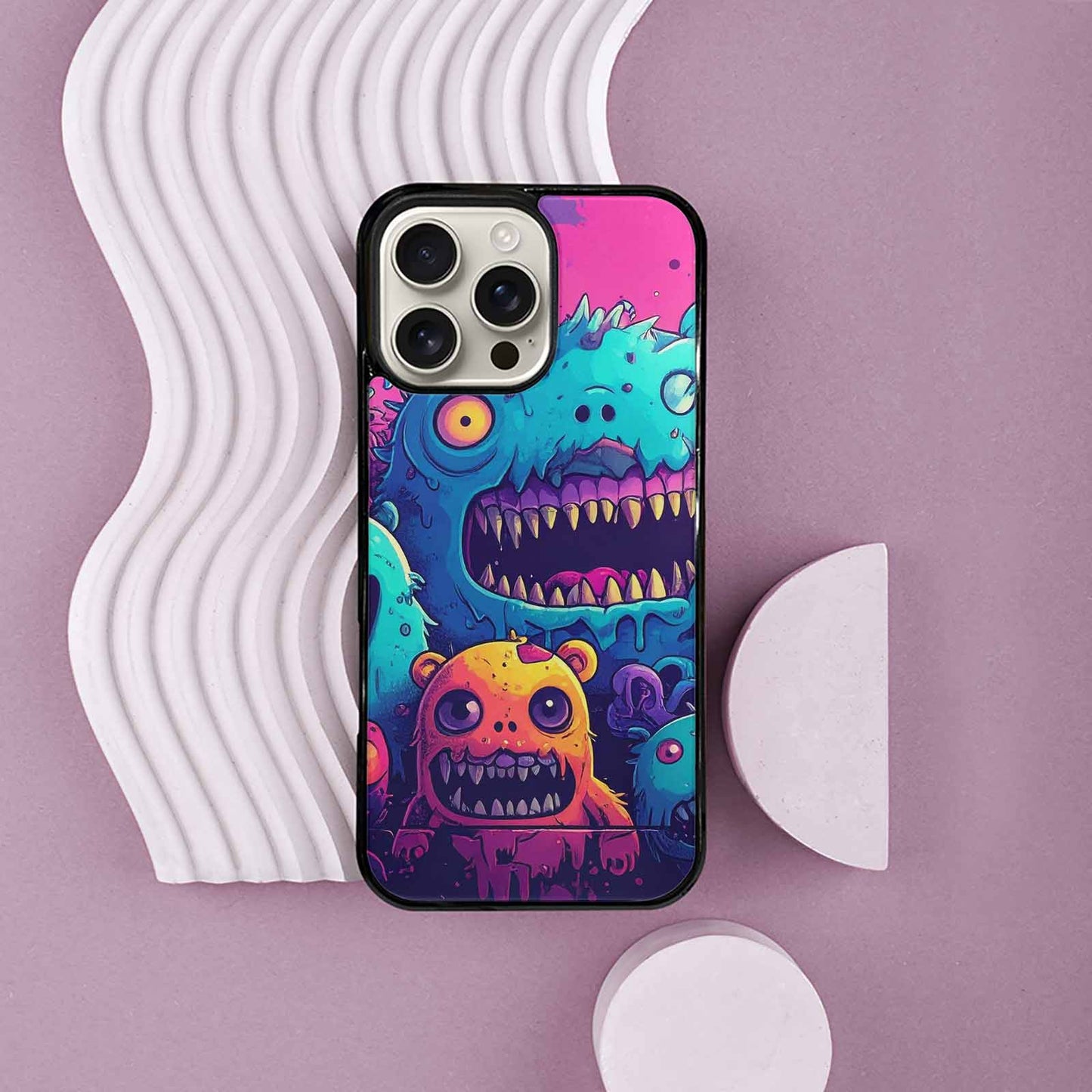 iPhone 16 Pro Max Case — Overlapping Endlessly No Empty Space Monsters, Custom Made Phone Cover