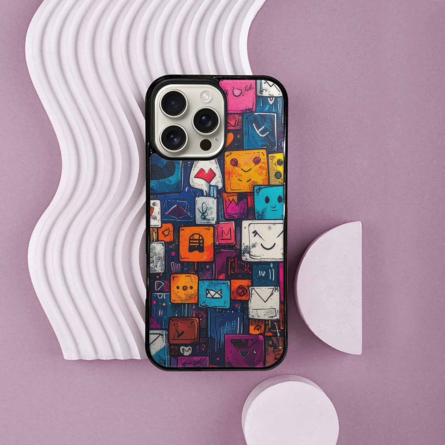 iPhone 16 Pro Max Case — Hand Drawn Icon Doodle Pattern Hundreds, Custom Phone Case