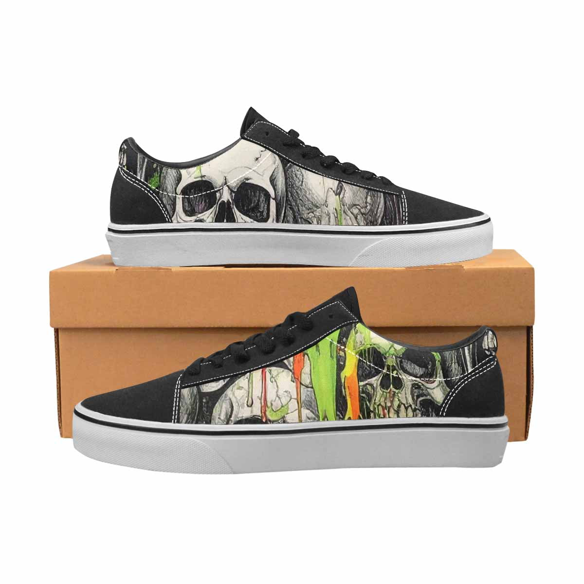 WOMEN'S Rainbow From Skull S Lace-Up Canvas Wallpaper Art Custom Sneakers