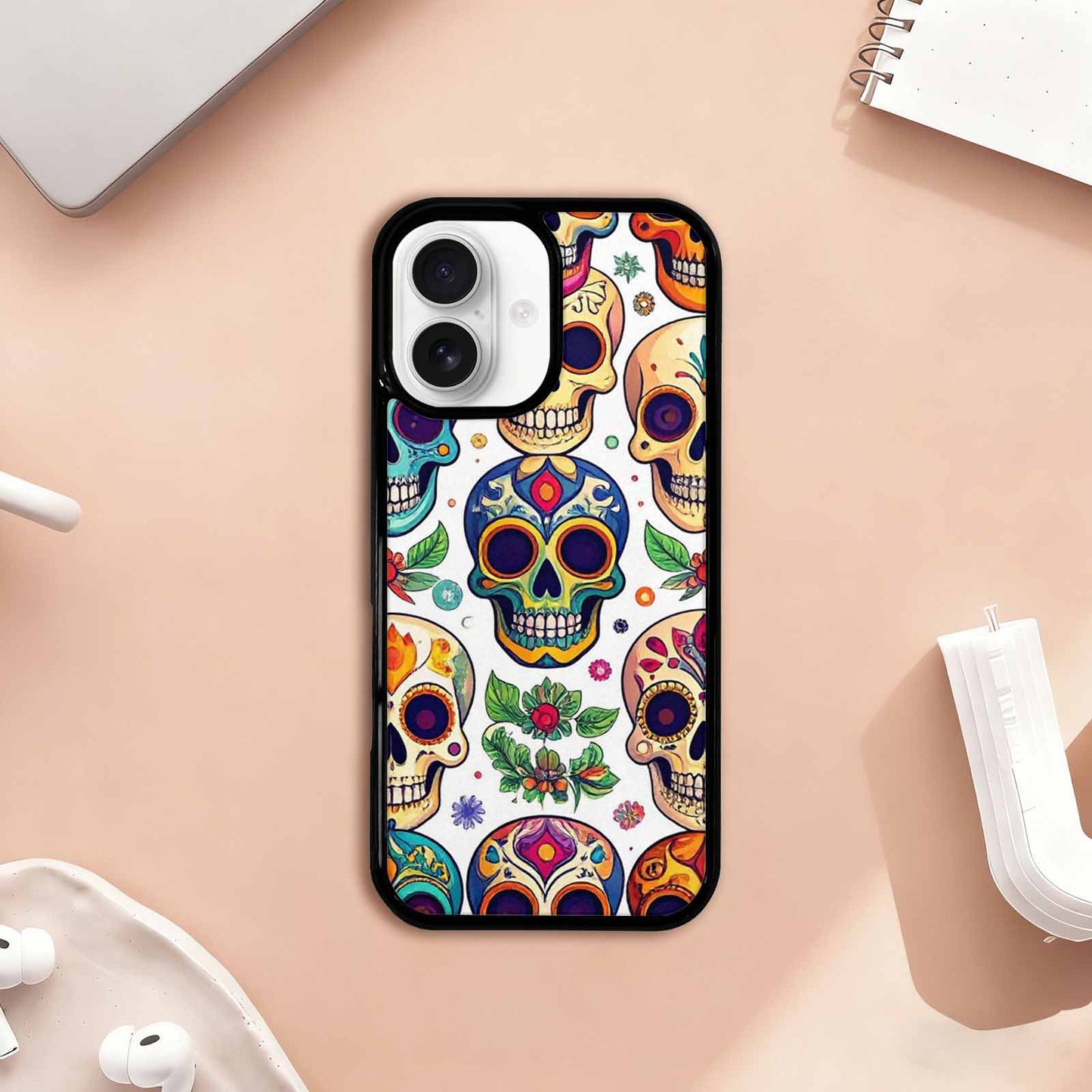 iPhone 17 Case — Vibrant Skull Seamless Gothic Skulls, Custom Print Case Cover