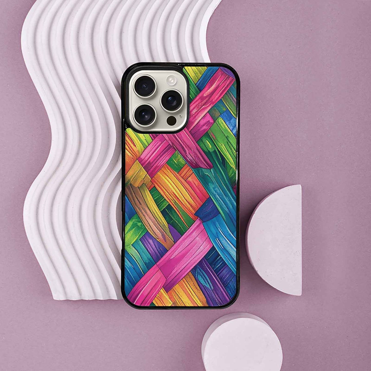 iPhone 16 Pro Max Case — Polysexual Flag Color Theme Small Rainbow, Custom Designed Case Cover