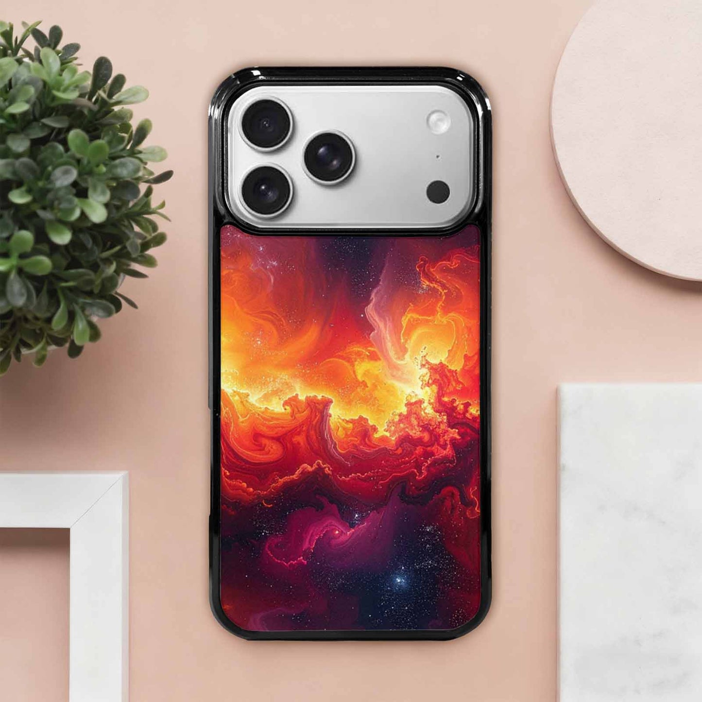iPhone 17 Pro Max Case — Galaxy Art Red Orange Galaxy Space, Personalized Phone Case