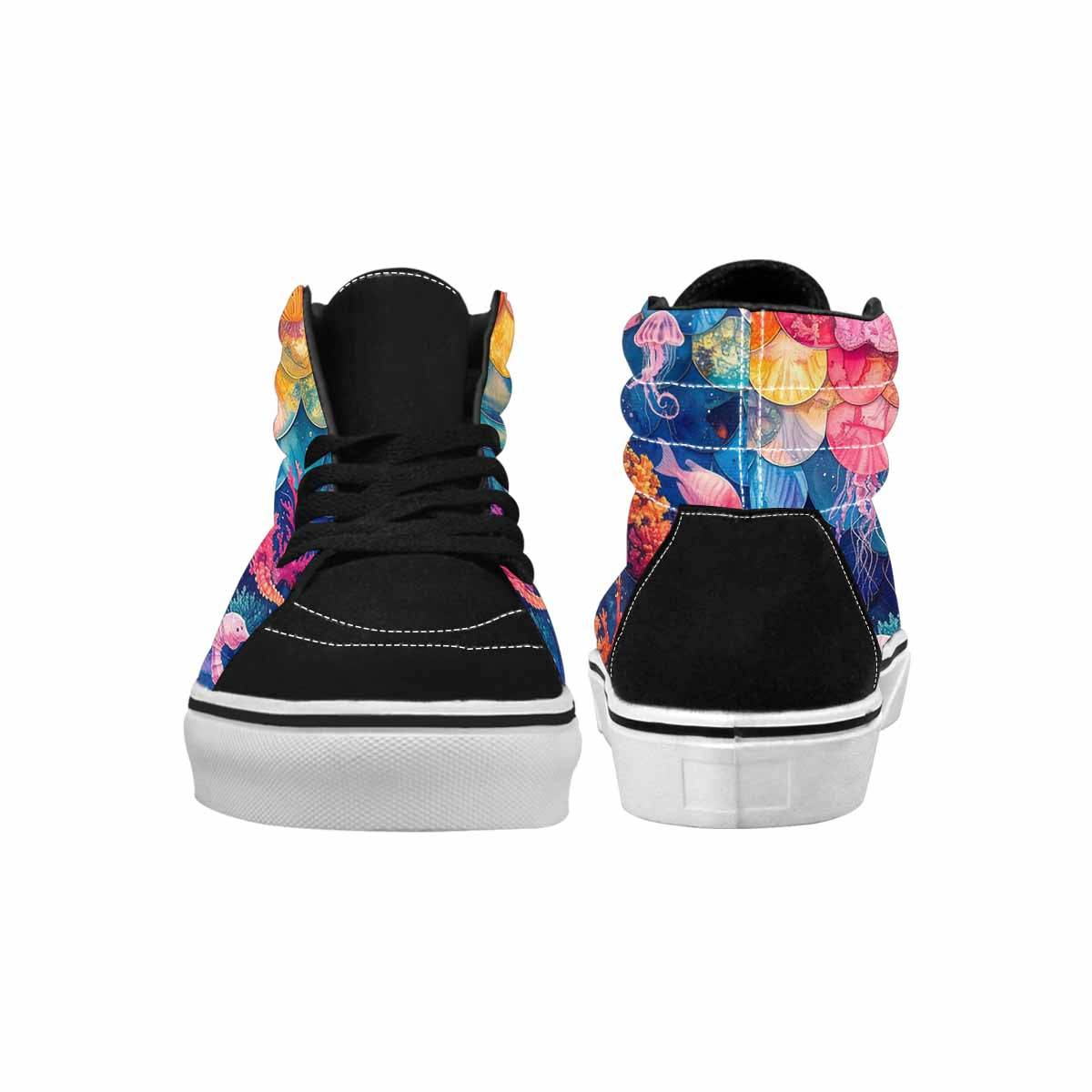 WOMEN'S Fish Scale Coral High Top Canvas Grunge Shoes