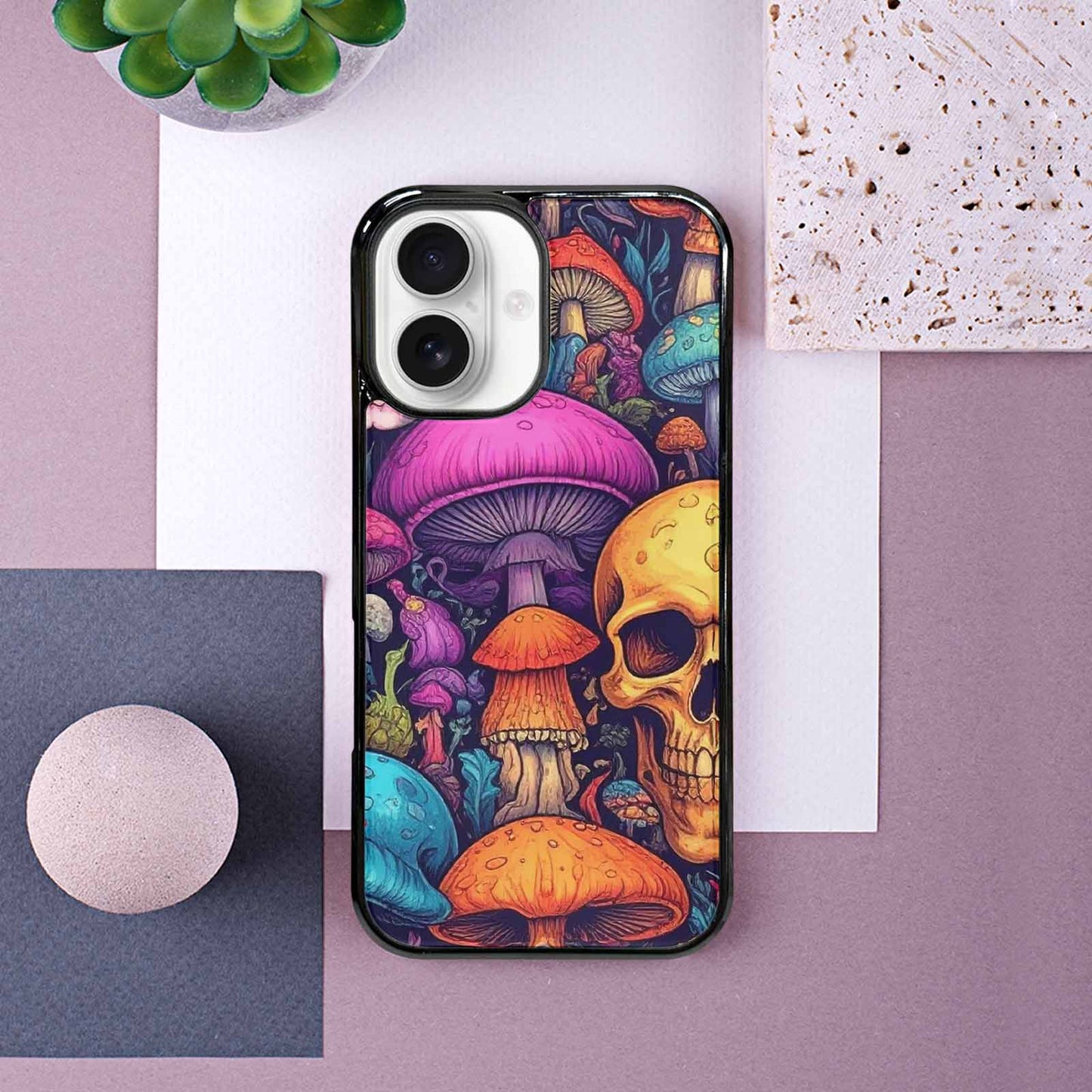 iPhone 16 Case — Mushroom Skull, Personalized Phone Case