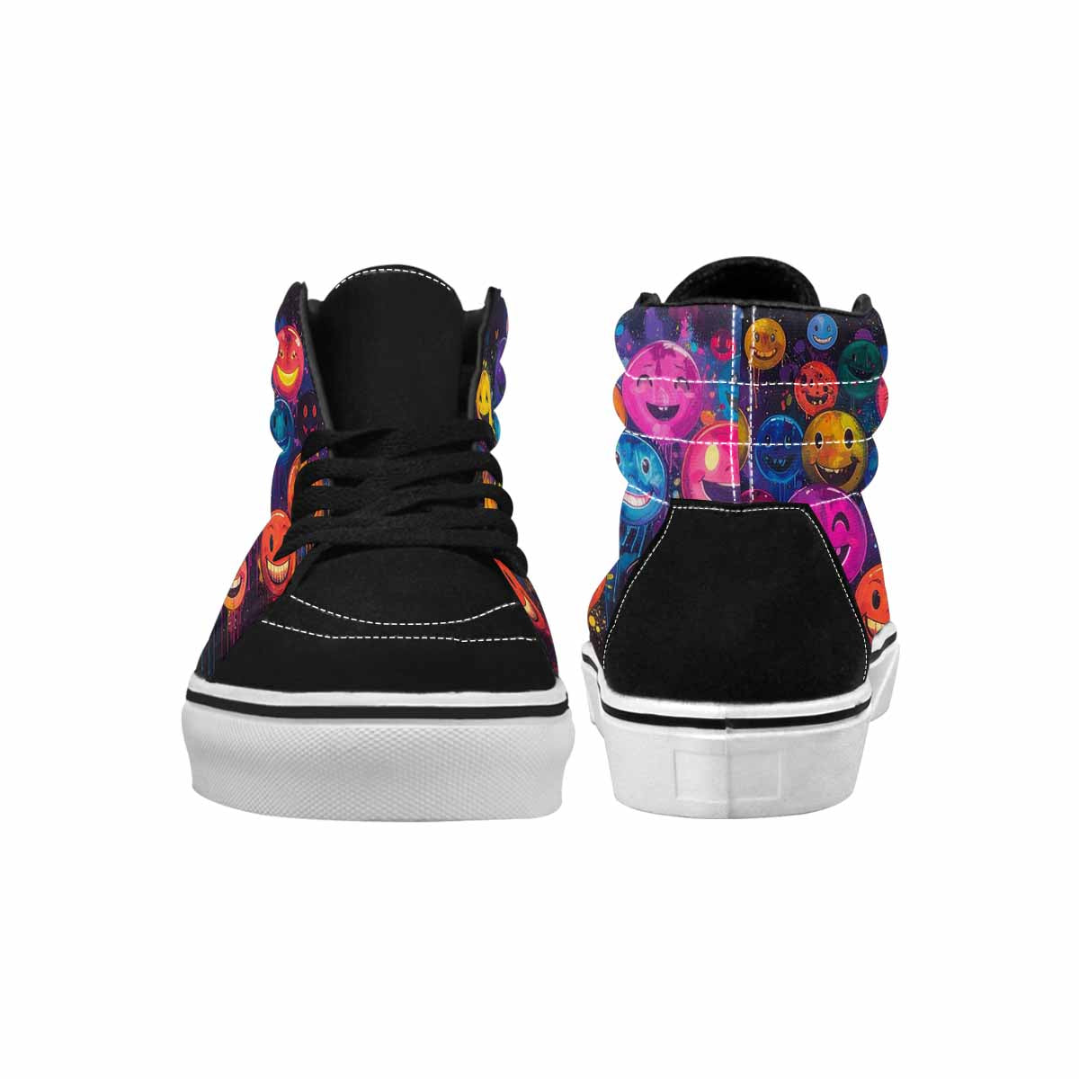 MEN'S Smiley Faces × Glow High Top Canvas Neon Fantasy Custom Shoes