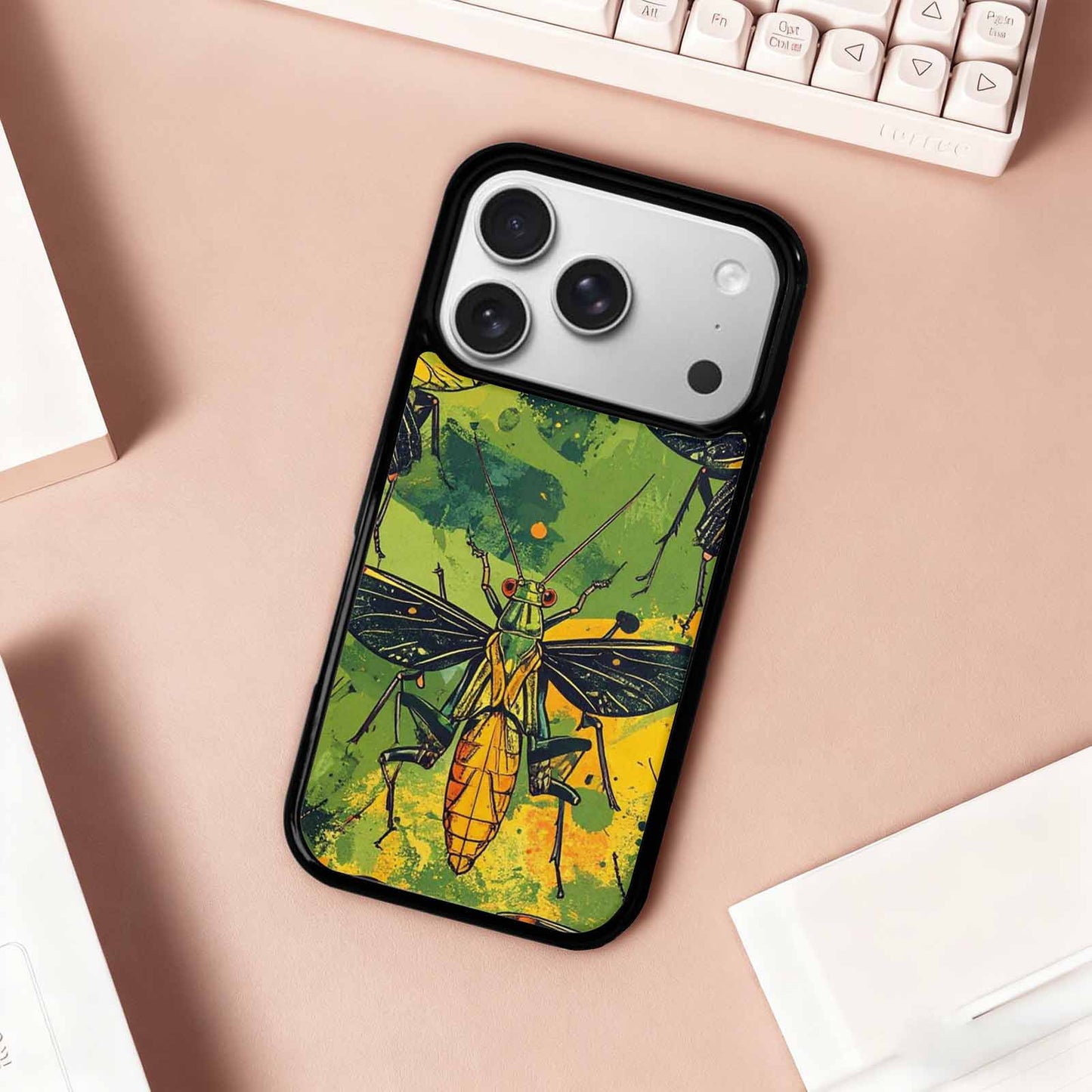 iPhone 17 Pro Case — Hand Drawn Entomology Praying Original Art, Customized Protective Case
