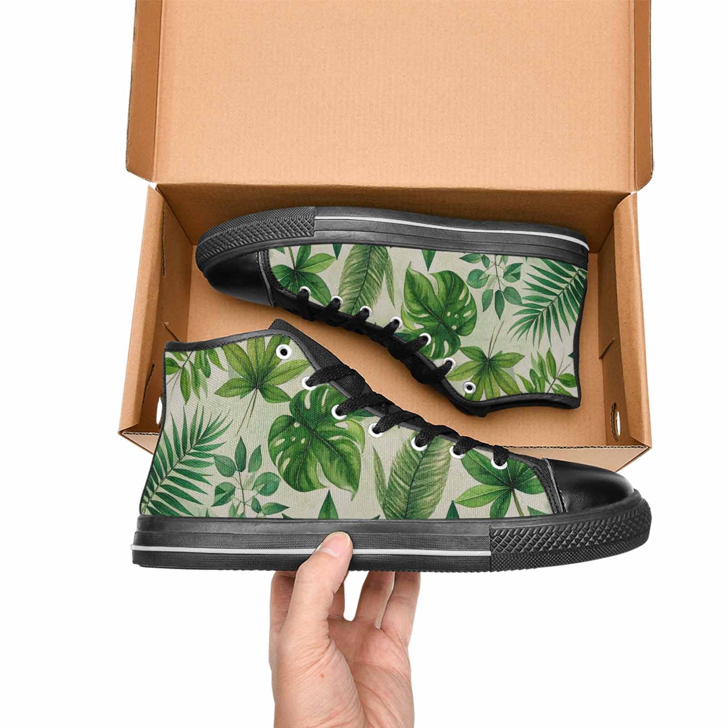 WOMEN'S Seven-Point Palmate Leaf High Top Canvas Neon Fantasy Shoes