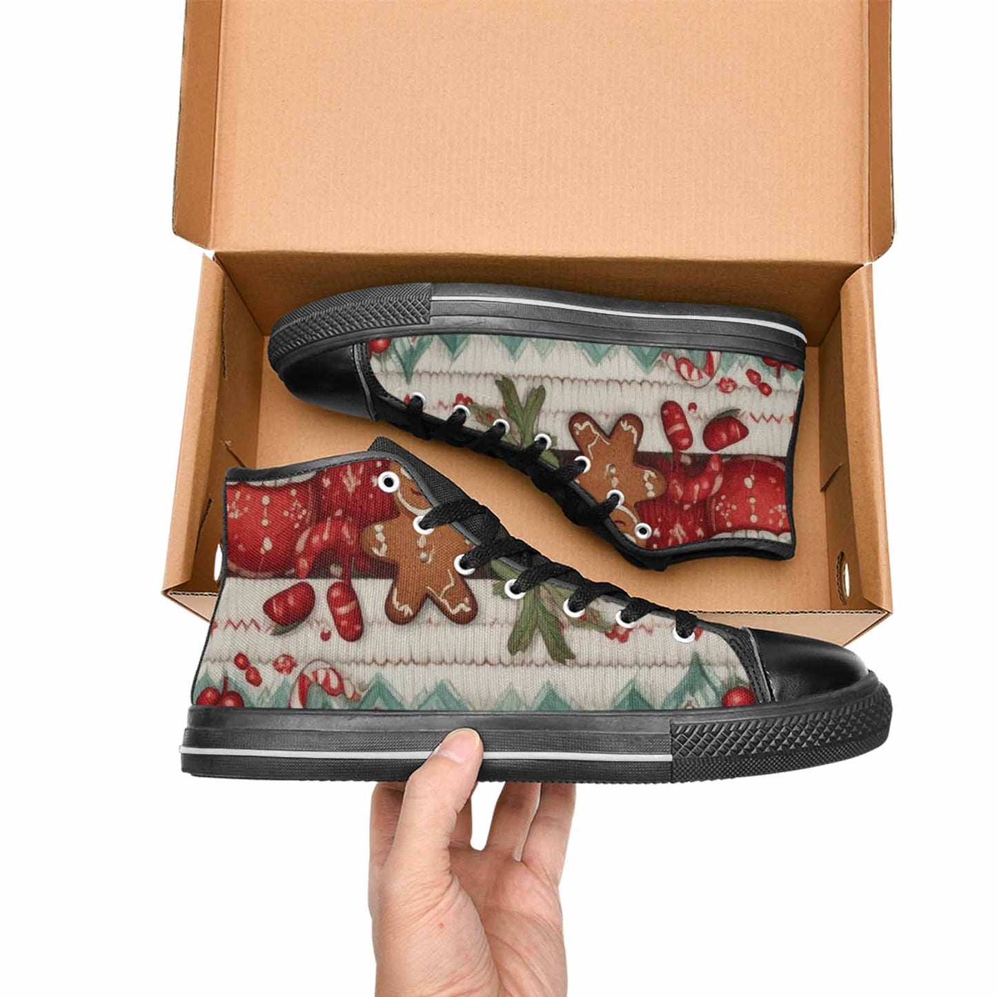 MEN'S Christmas Holly Snowflake High Top Canvas Dark Academia Sneakers