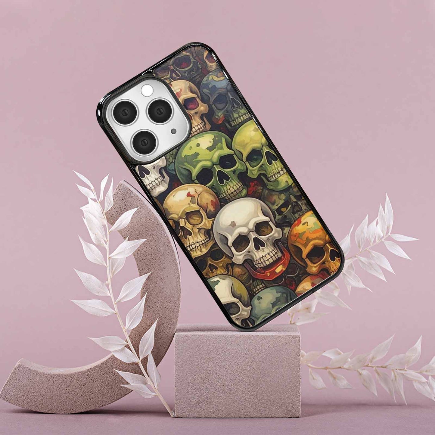 iPhone 15 Pro Max Case — Skulls Pattern Hundreds Of Sma, Custom Designed Case Cover