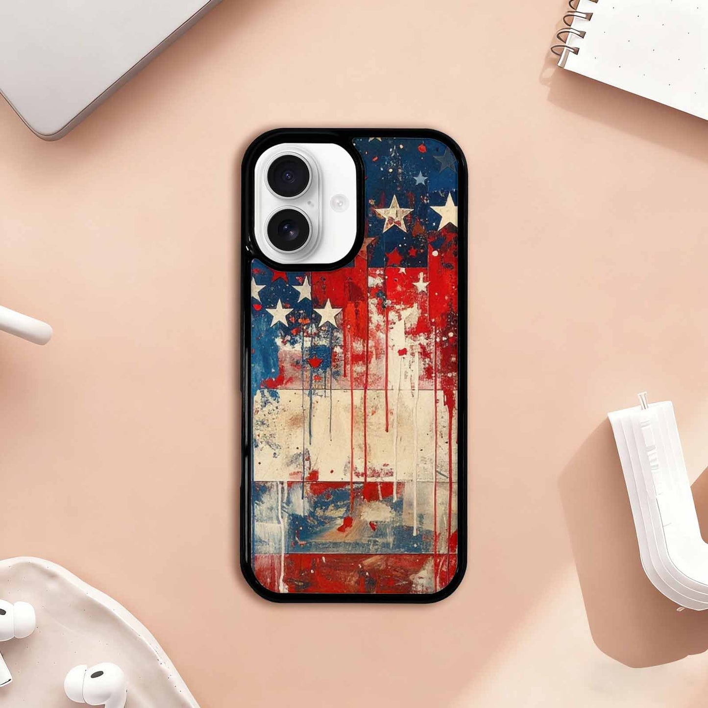 iPhone 17 Case — Patriotic Stars And Stripes Galaxy Space, Custom Printed Phone Case