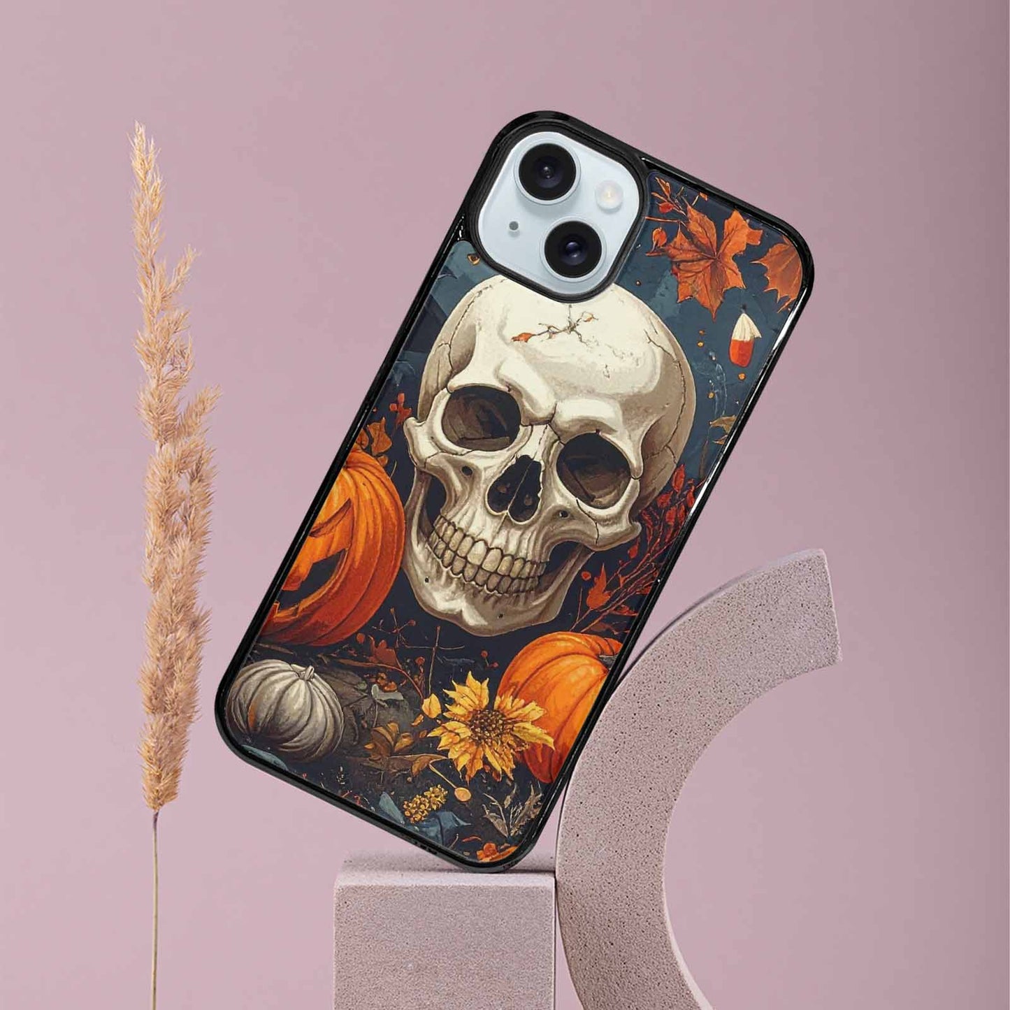 iPhone 15 Plus Case — Halloween Skulls Pumpkins Custom, Customized Protective Case