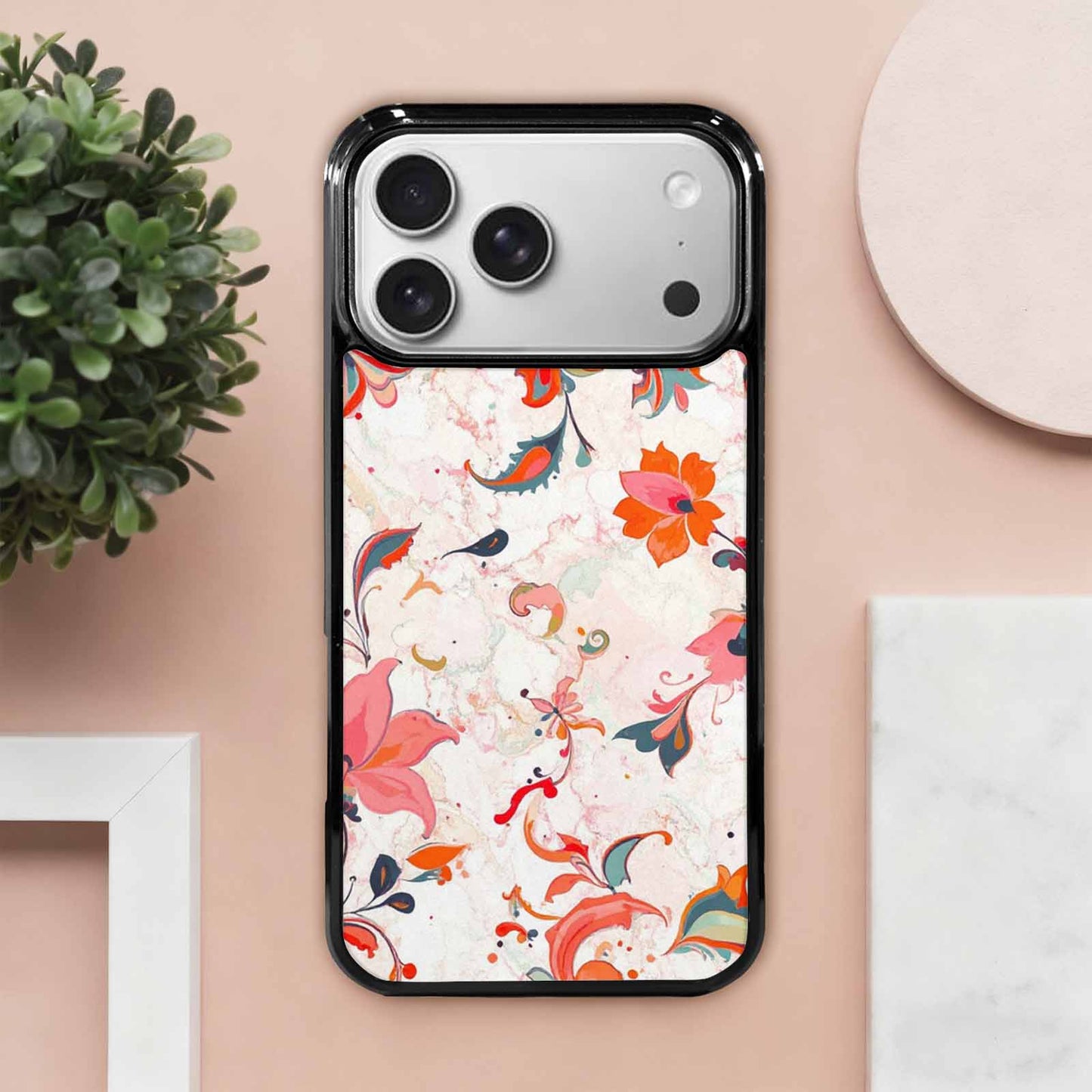 iPhone 17 Pro Max Case — Marble Floral, Custom Phone Case
