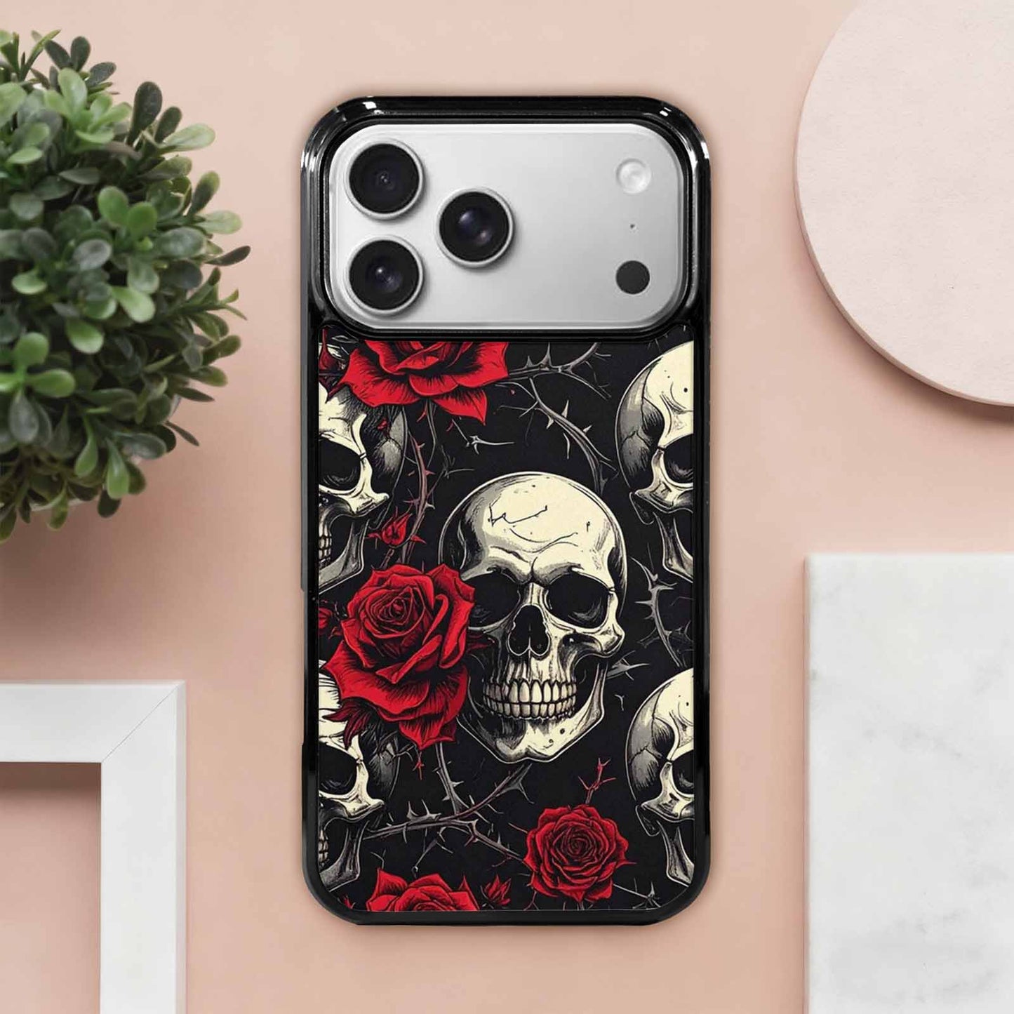 iPhone 17 Pro Max Case — Ornate Gothic Skulls Roses Custom Gothic, Custom Art Phone Cover