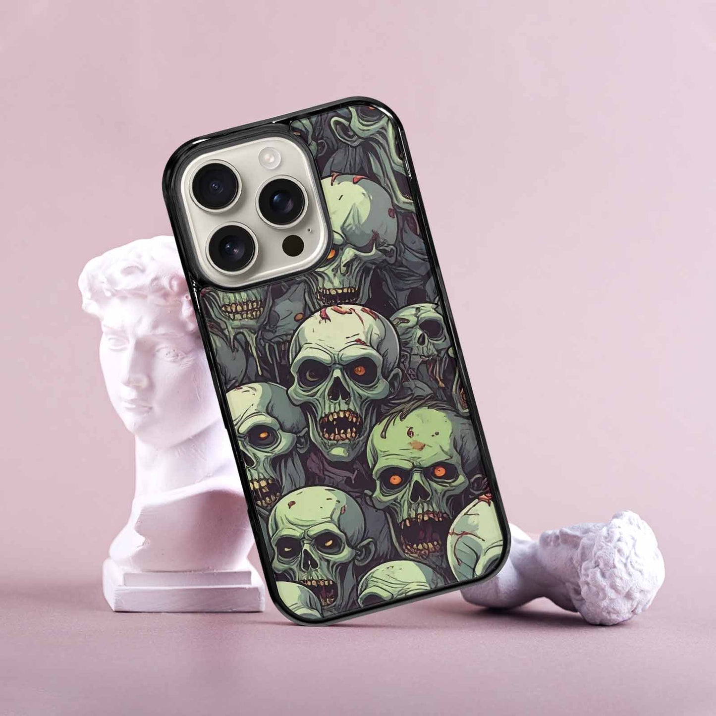 iPhone 16 Pro Case — Zombie Head Pattern Hundreds Of Small, Original Design Phone Case