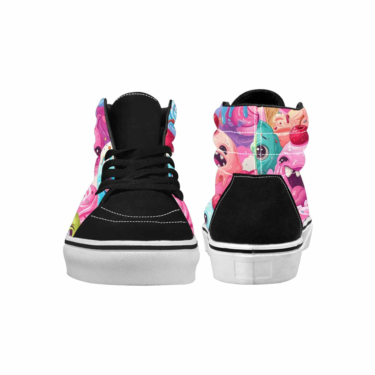 WOMEN'S Melting Icecream Monster Cherry High Top Canvas Dark Academia Custom Sneakers