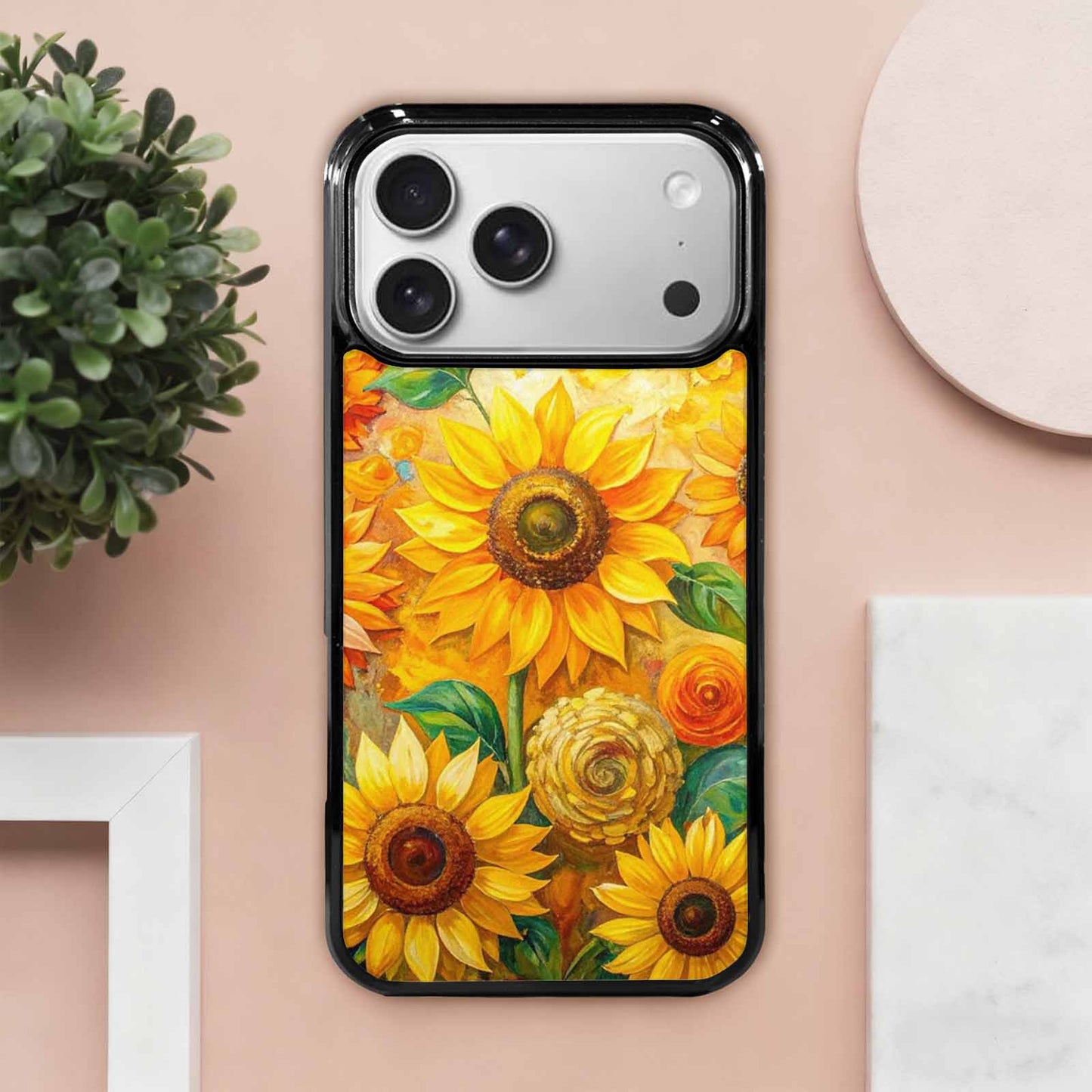 iPhone 17 Pro Max Case — Impressionist Sunflower Brushstroke Pattern Floral, Custom Print Case Cover