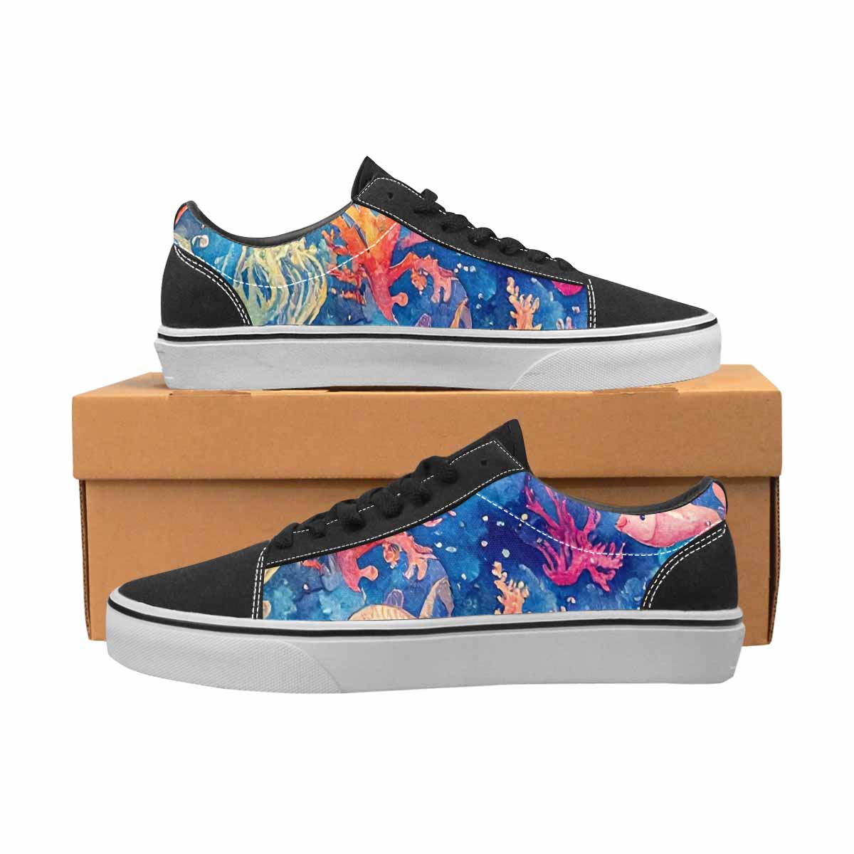WOMEN'S Fish Scale Coral Canvas Lace-Up Cottagecore Shoes