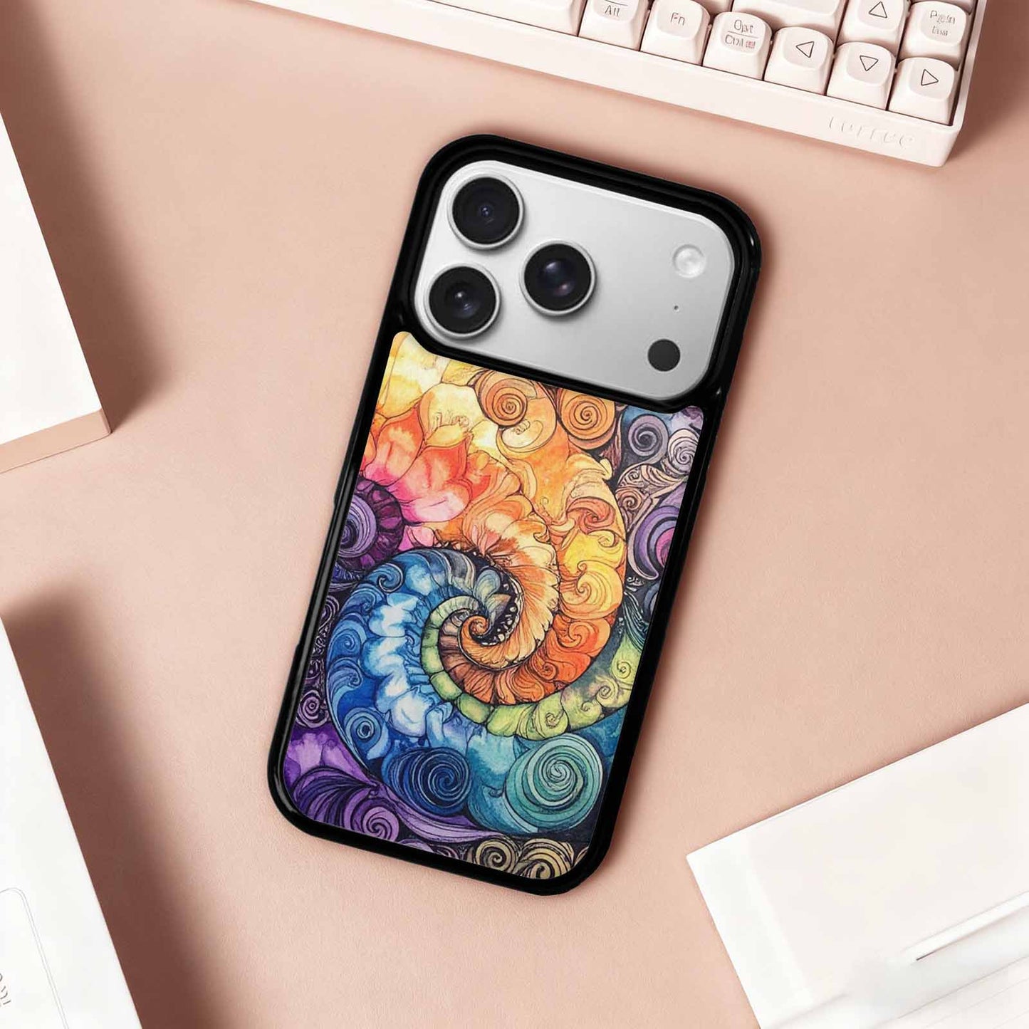 iPhone 17 Pro Case — Tie Dye Swirls Black White Tie, Unique Phone Case Design