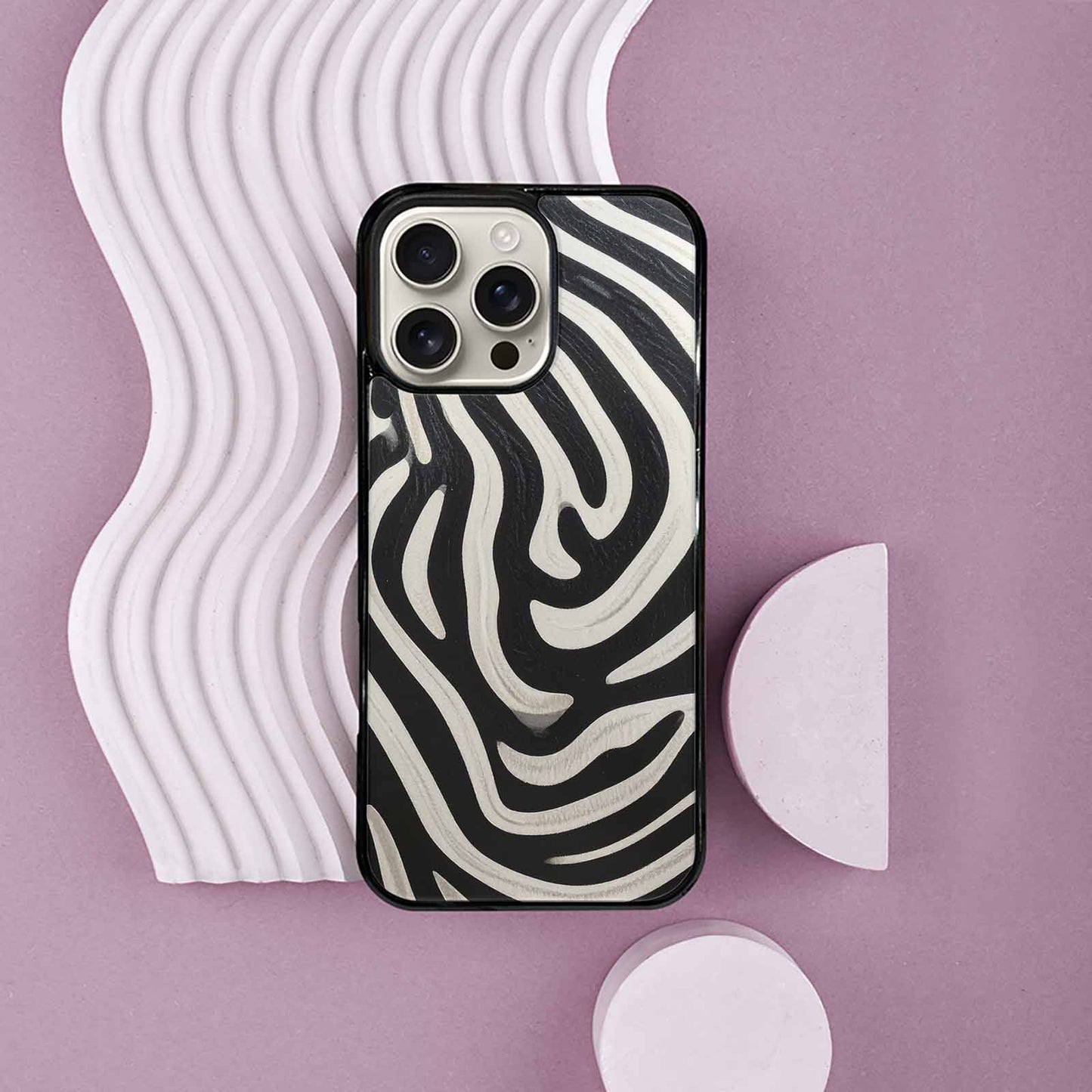 iPhone 16 Pro Max Case — Modern Zebra Stripe Solid, Personalized Phone Case