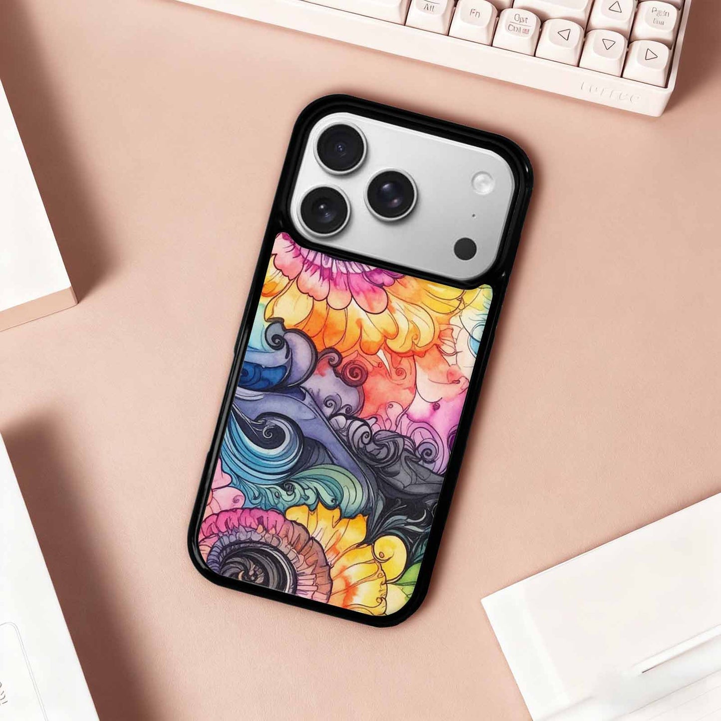 iPhone 17 Pro Case — Tie Dye Swirls Black White Tie, Custom Designed Case Cover