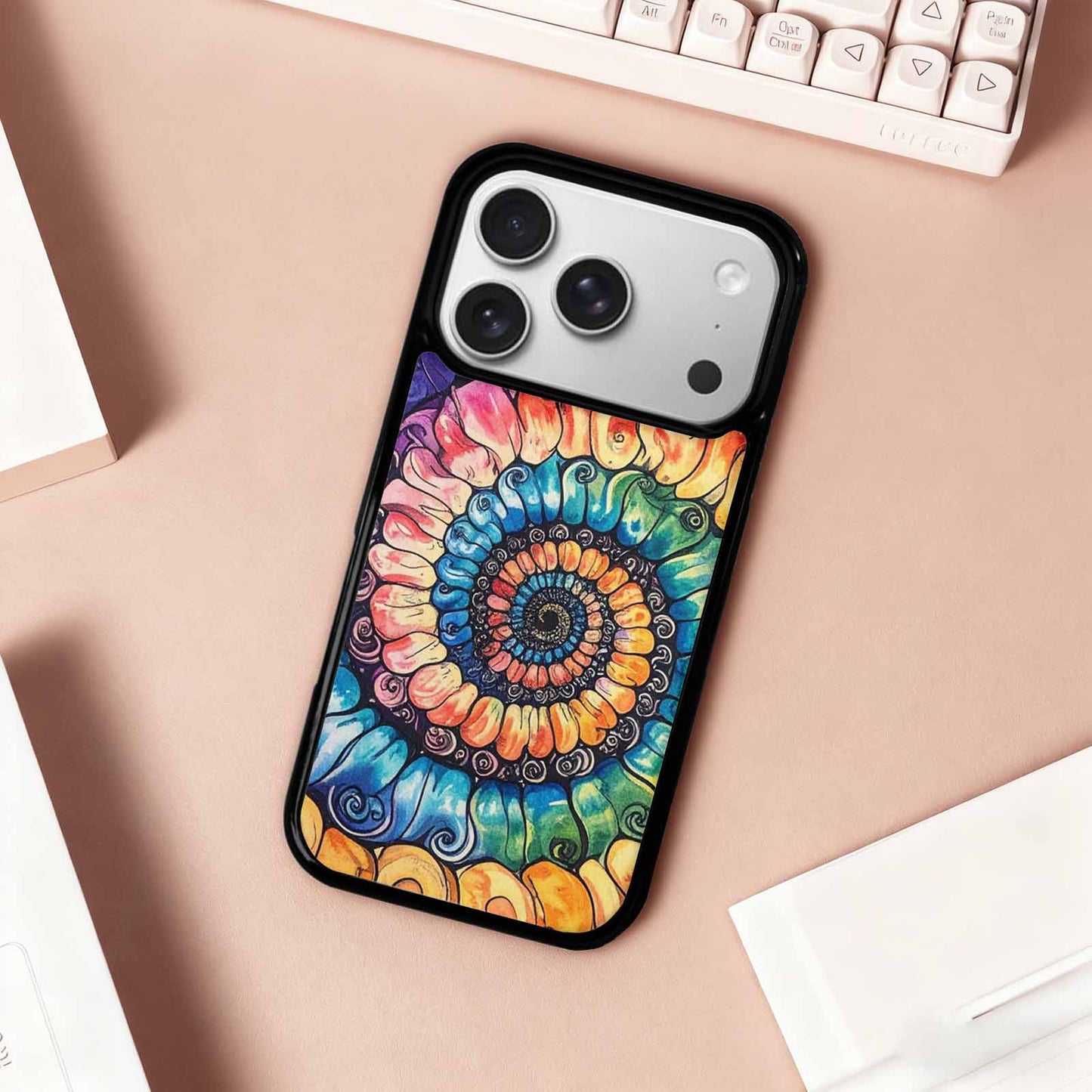 iPhone 17 Pro Case — Tie Dye Swirls Black White Tie, Unique Phone Case Design