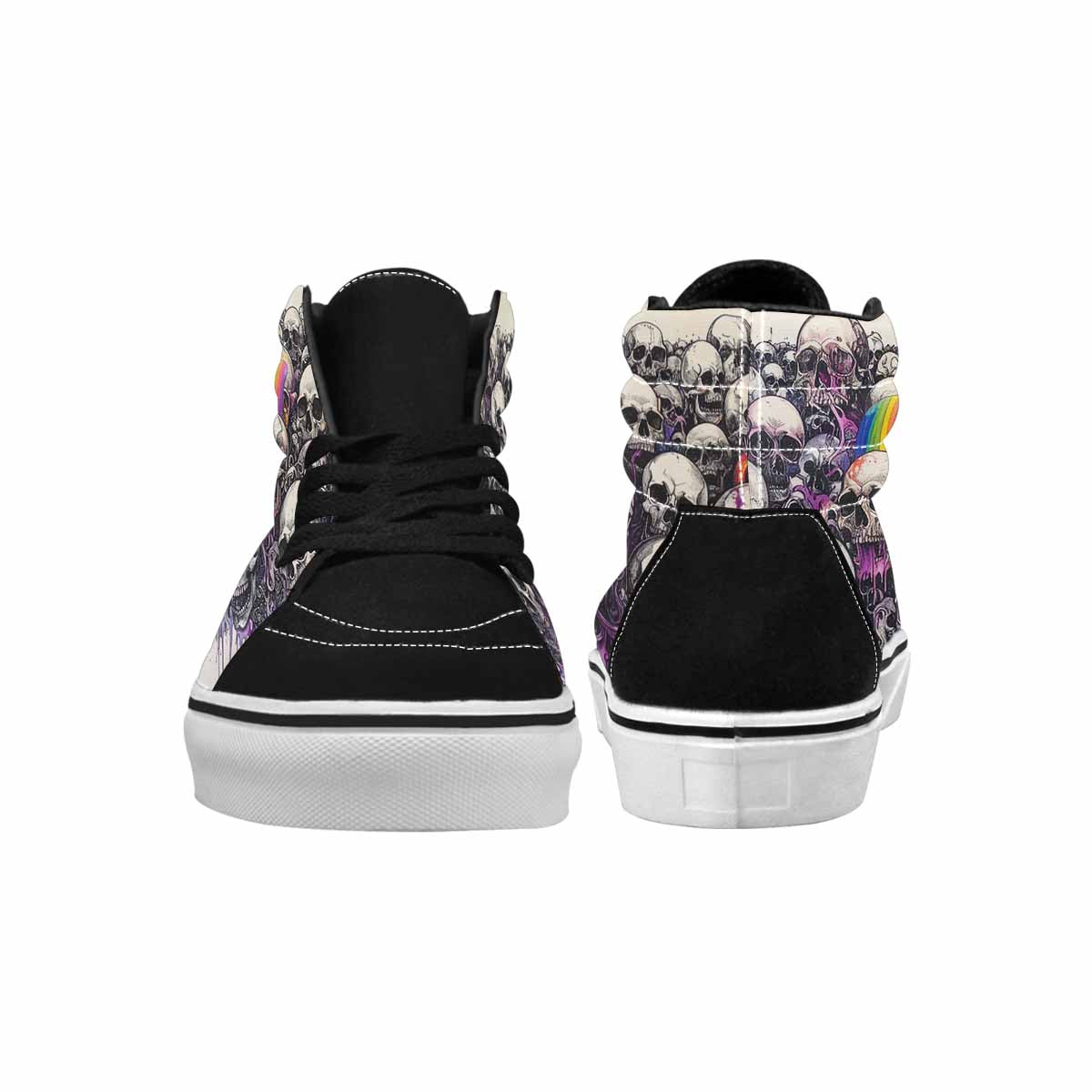 MEN'S Rainbow From Skull S High Top Canvas Vibrant Chaos Custom Sneakers