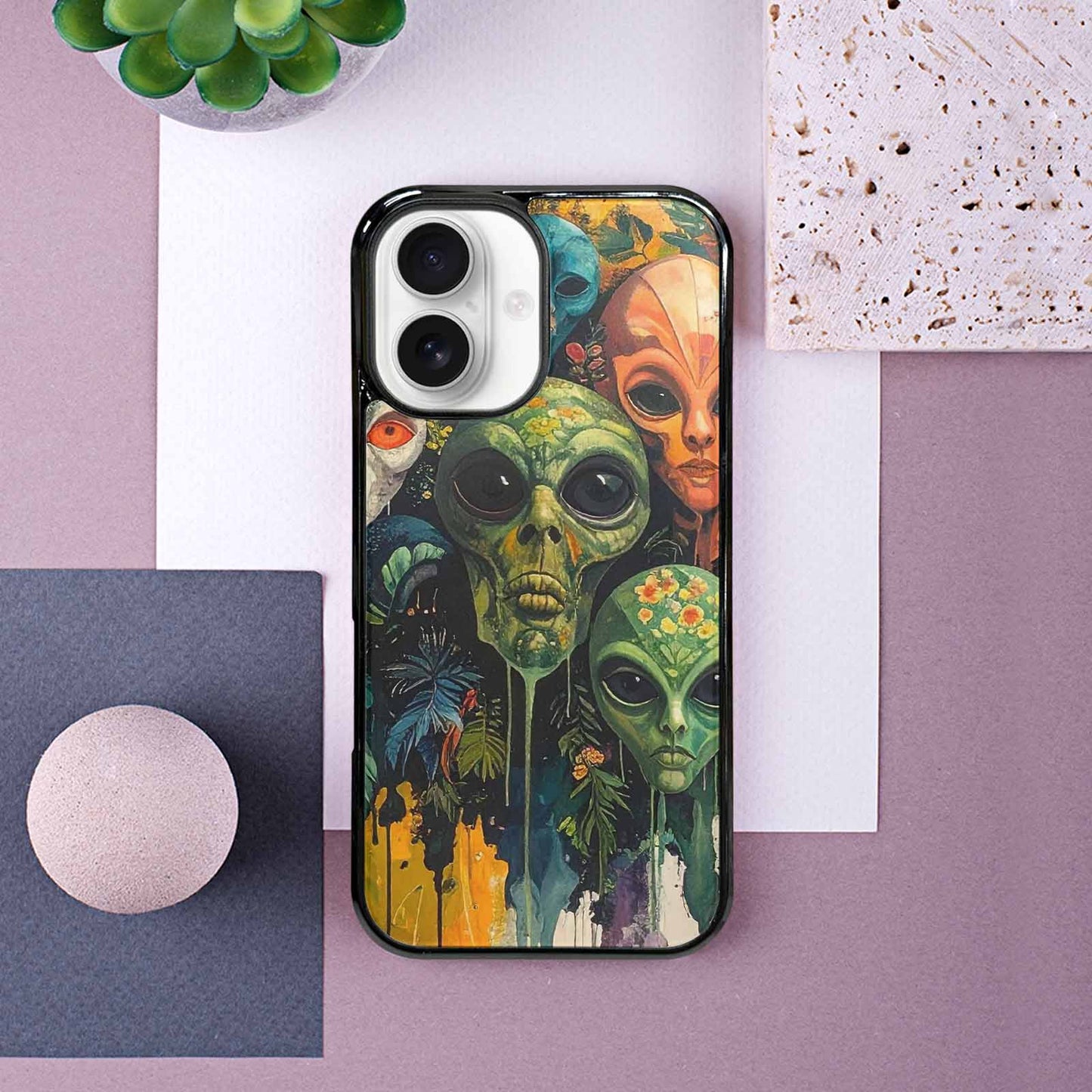 iPhone 16 Case — Aliens Pattern Hundreds Of Sma Bav, Custom Made Phone Cover