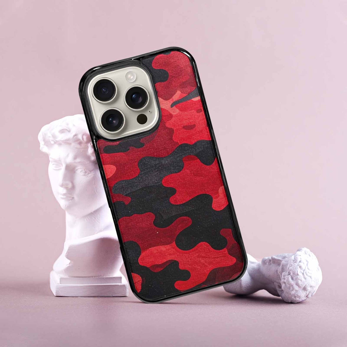 iPhone 16 Pro Case — Tactical Camo Red Black, Customized Protective Case