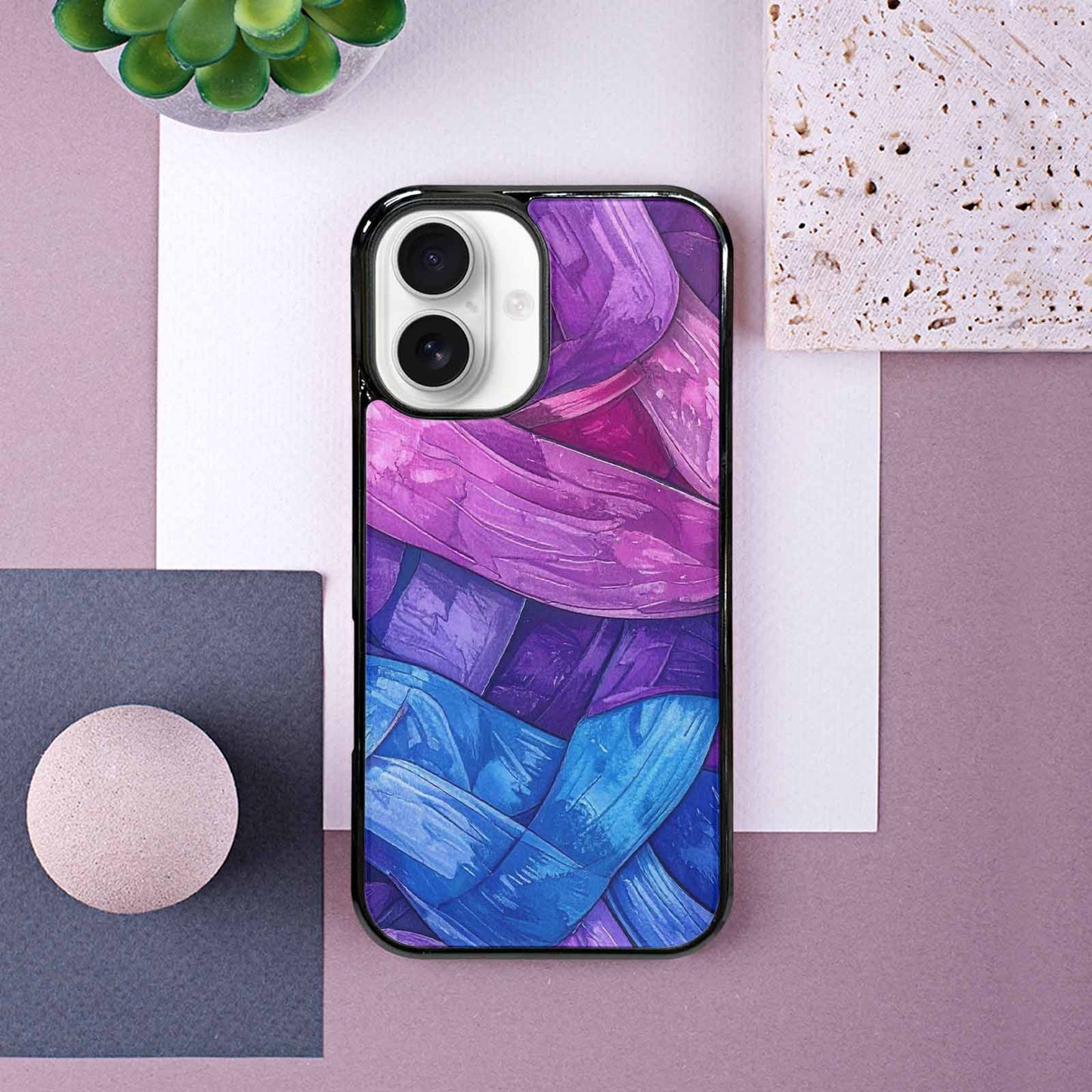iPhone 16 Case — Bisexual Flag Color Theme Small Rainbow, Custom Designed Case Cover