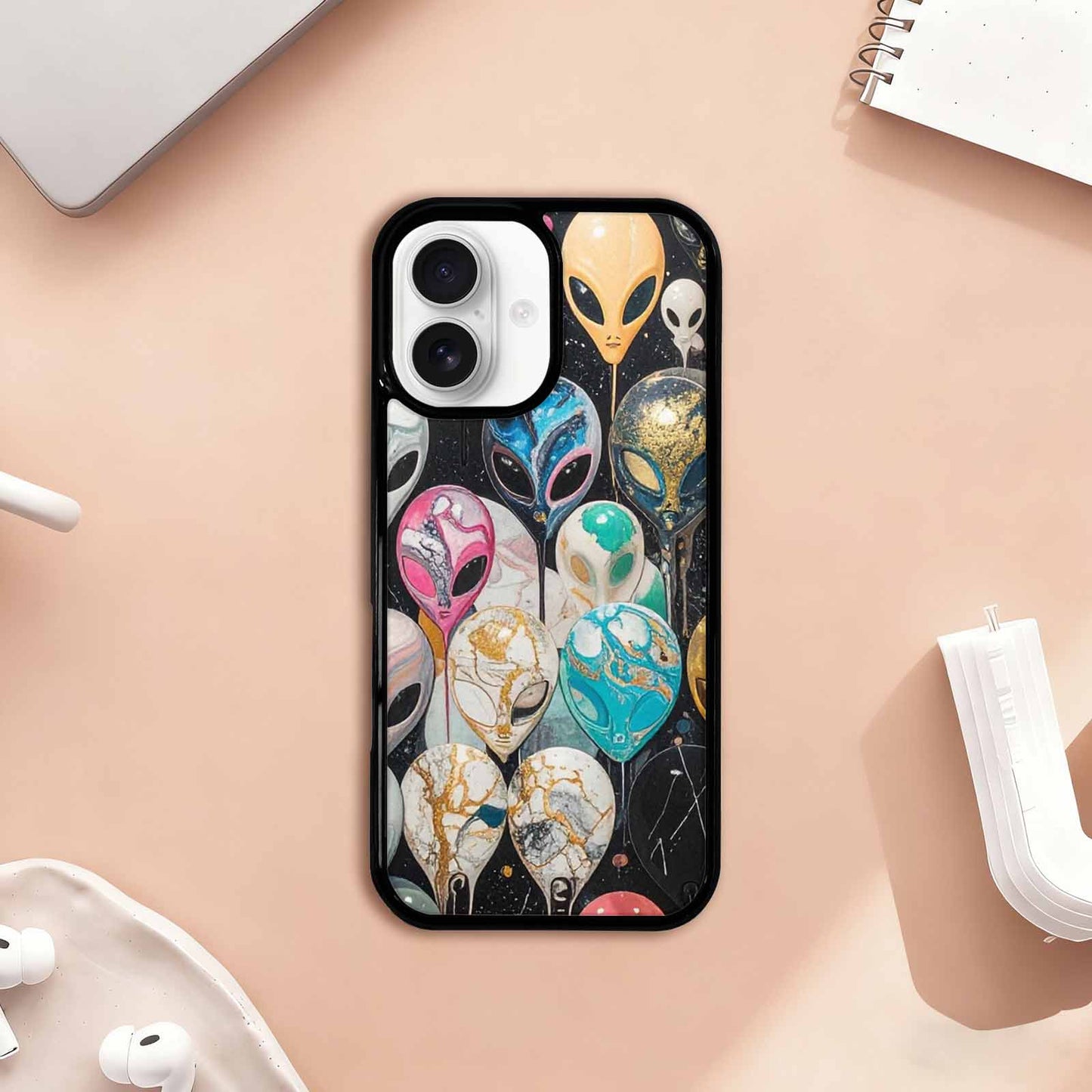 iPhone 17 Case — Aliens Marblealiens Pattern Alien Scifi, Custom Phone Case