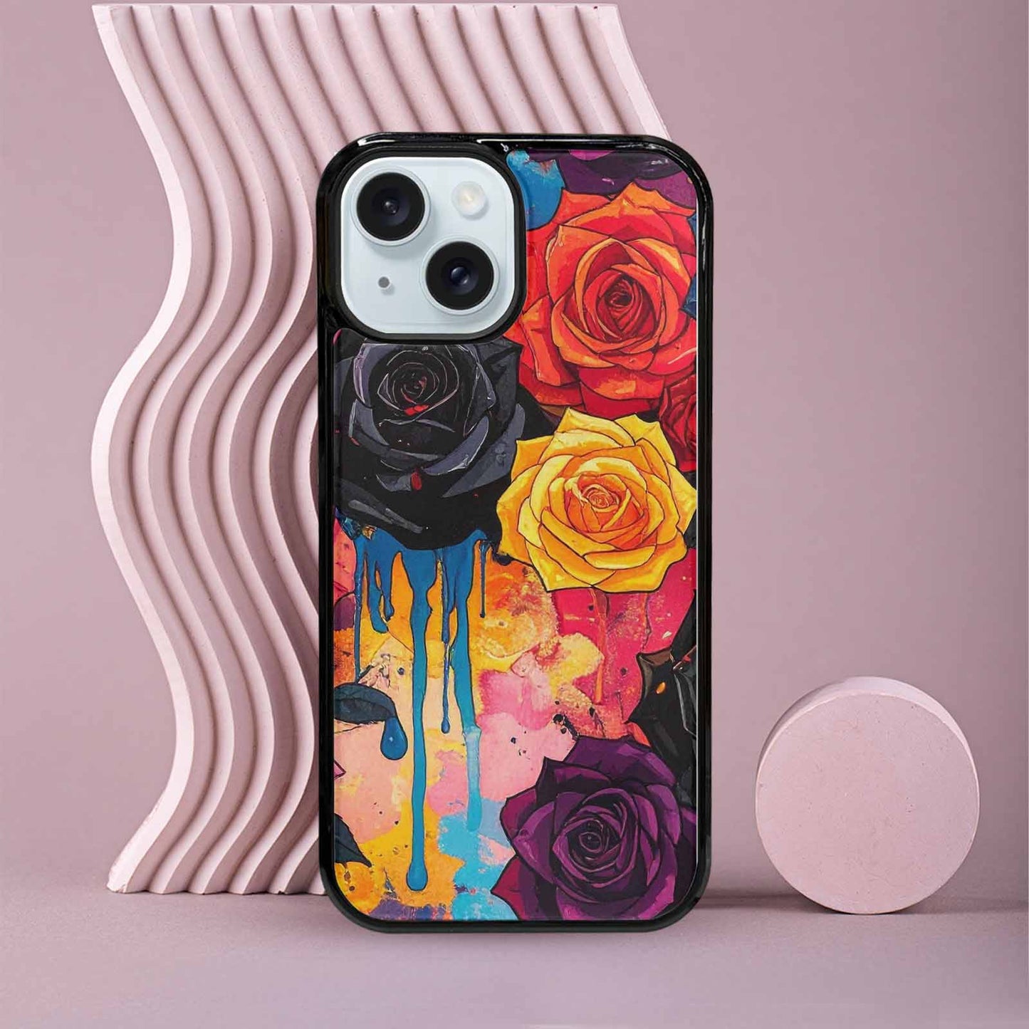 iPhone 15 Case — Gothic Rose Gothic Roses Pattern Hundreds, Custom Designed Case Cover