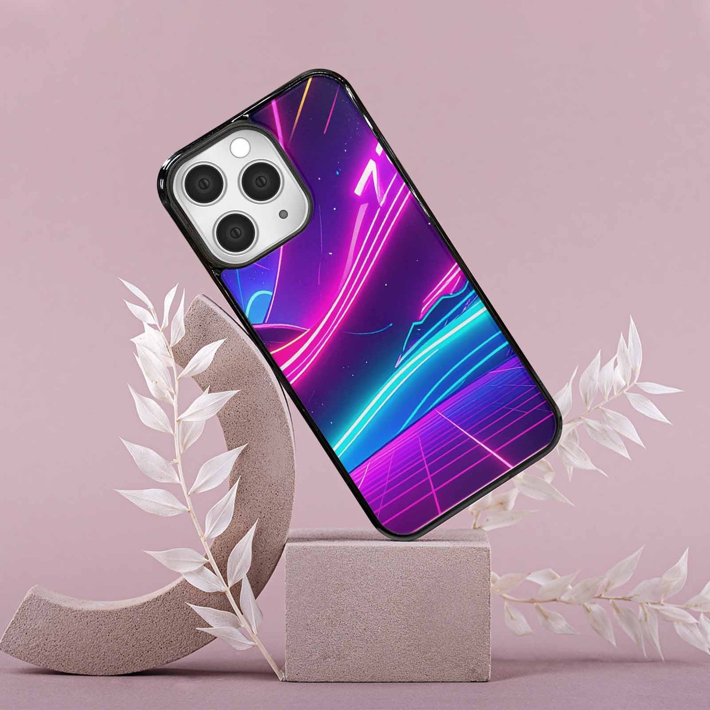 iPhone 15 Pro Max Case — 1980s Neon Cartoon Art Pattern, Custom Phone Case