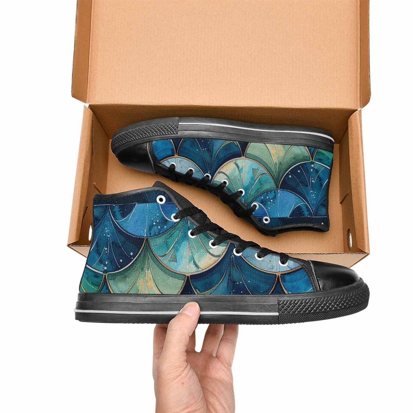 MEN'S Mermaid Scale High Top Canvas Aesthetic Custom Sneakers