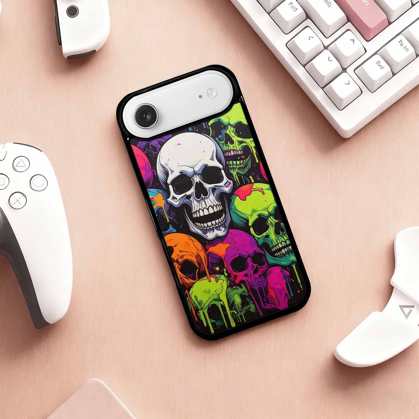 iPhone 17 Air Case — Vibrant Camo Of Skeletons Neon Camo, Unique Phone Case Design