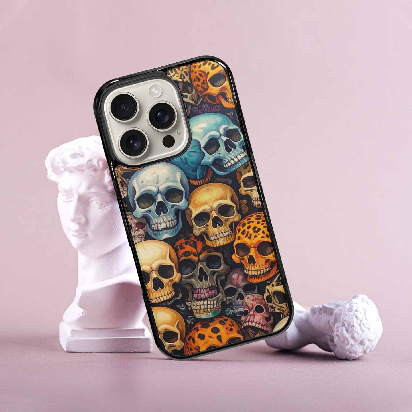 iPhone 16 Pro Case — Skulls Pattern Hundreds Of Sma, Custom Made Phone Cover