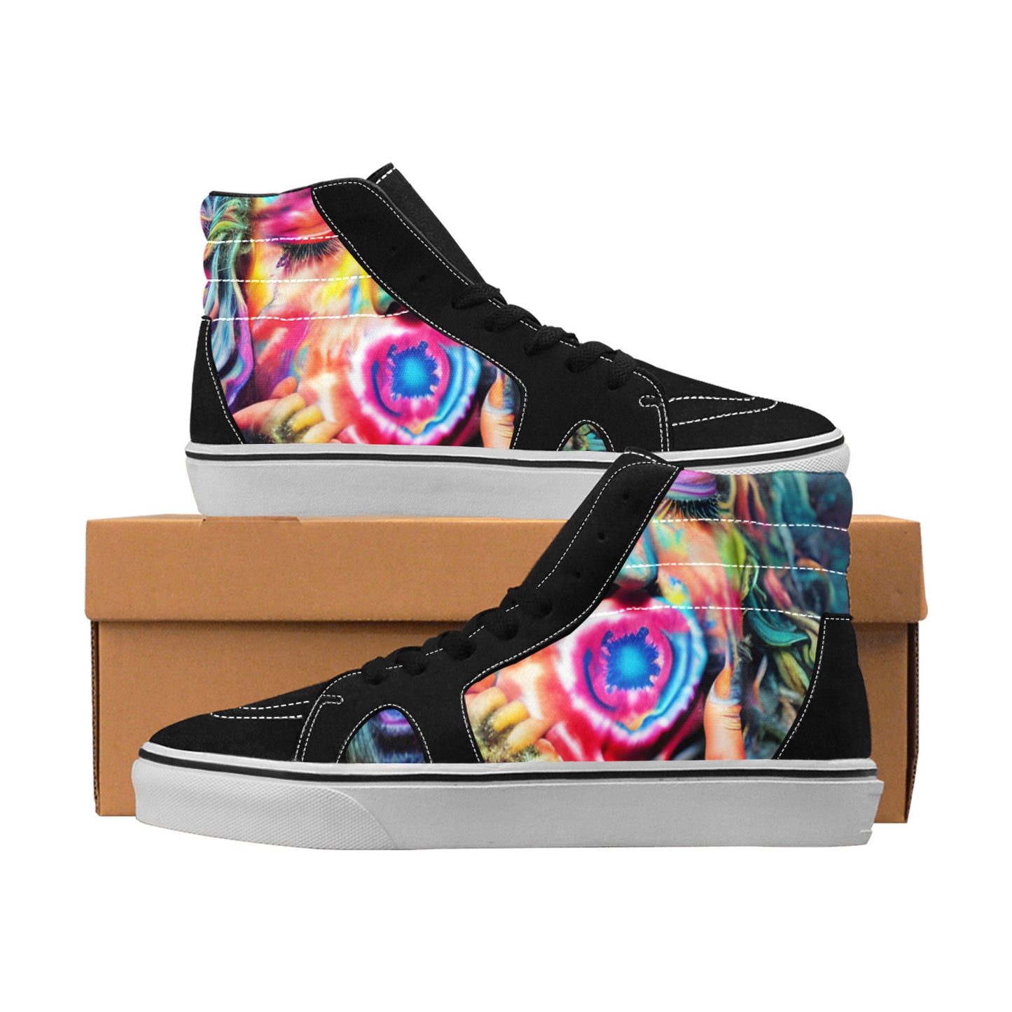 MEN'S Psychedelic Art Tie Dye High Top Skateboarding Vivid Custom Sneakers