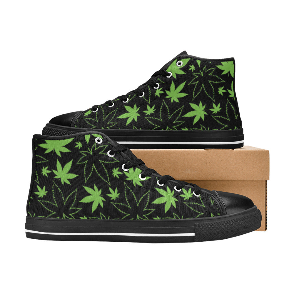 MEN'S Cc Weed 420 Art High Top Canvas Neon Fantasy Shoes