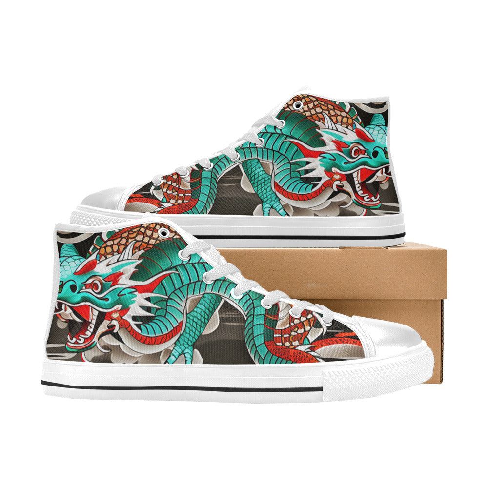 MEN'S Japanese Dragon Art Men’S High Top Canvas Wallpaper Art Custom Sneakers