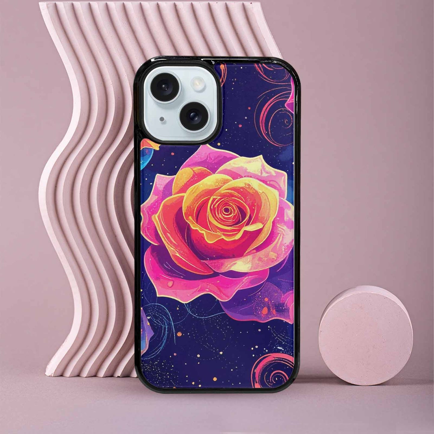 iPhone 15 Case — Rose Galaxy Art Seamless Pattern Vibrant, Custom Made Phone Cover