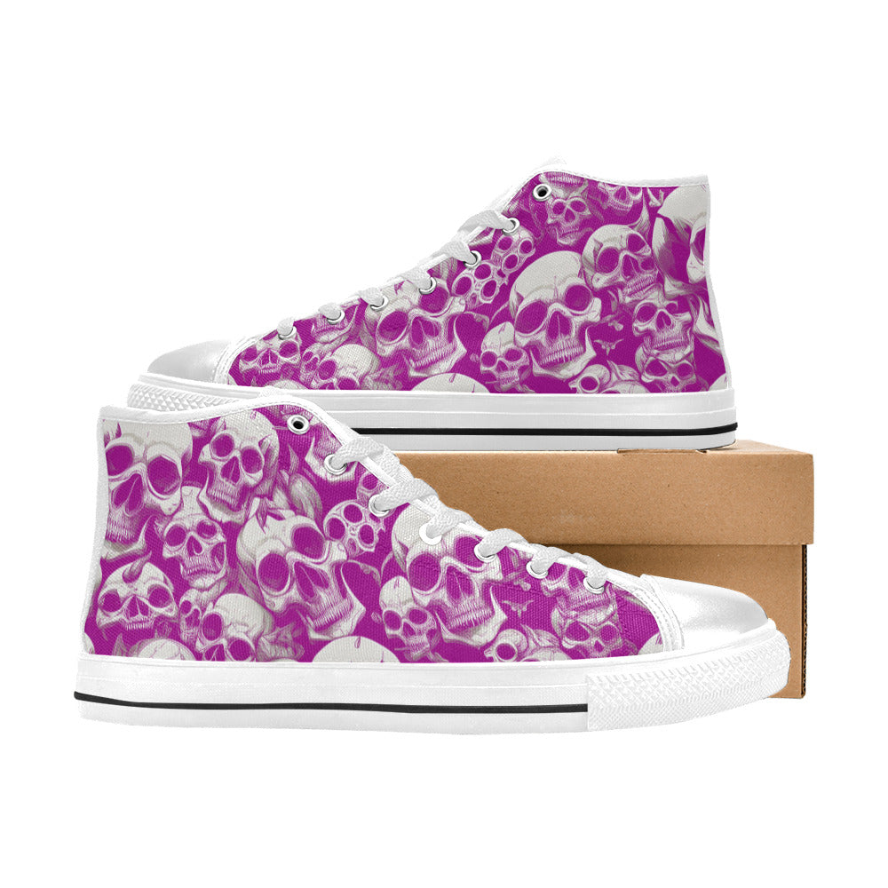 MEN'S Skulls Mania Purple Men’S High Top Canvas Wallpaper Art Shoes