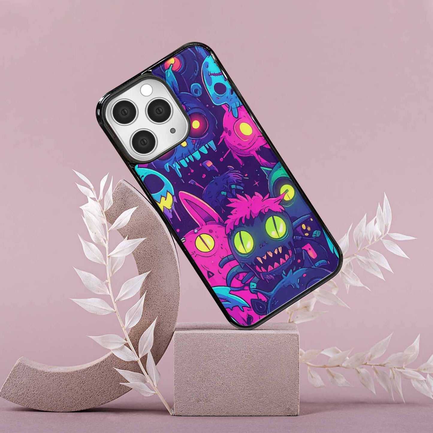 iPhone 15 Pro Max Case — Mixed Toxic Glow Creature Pattern Hundreds, Custom Made Phone Cover