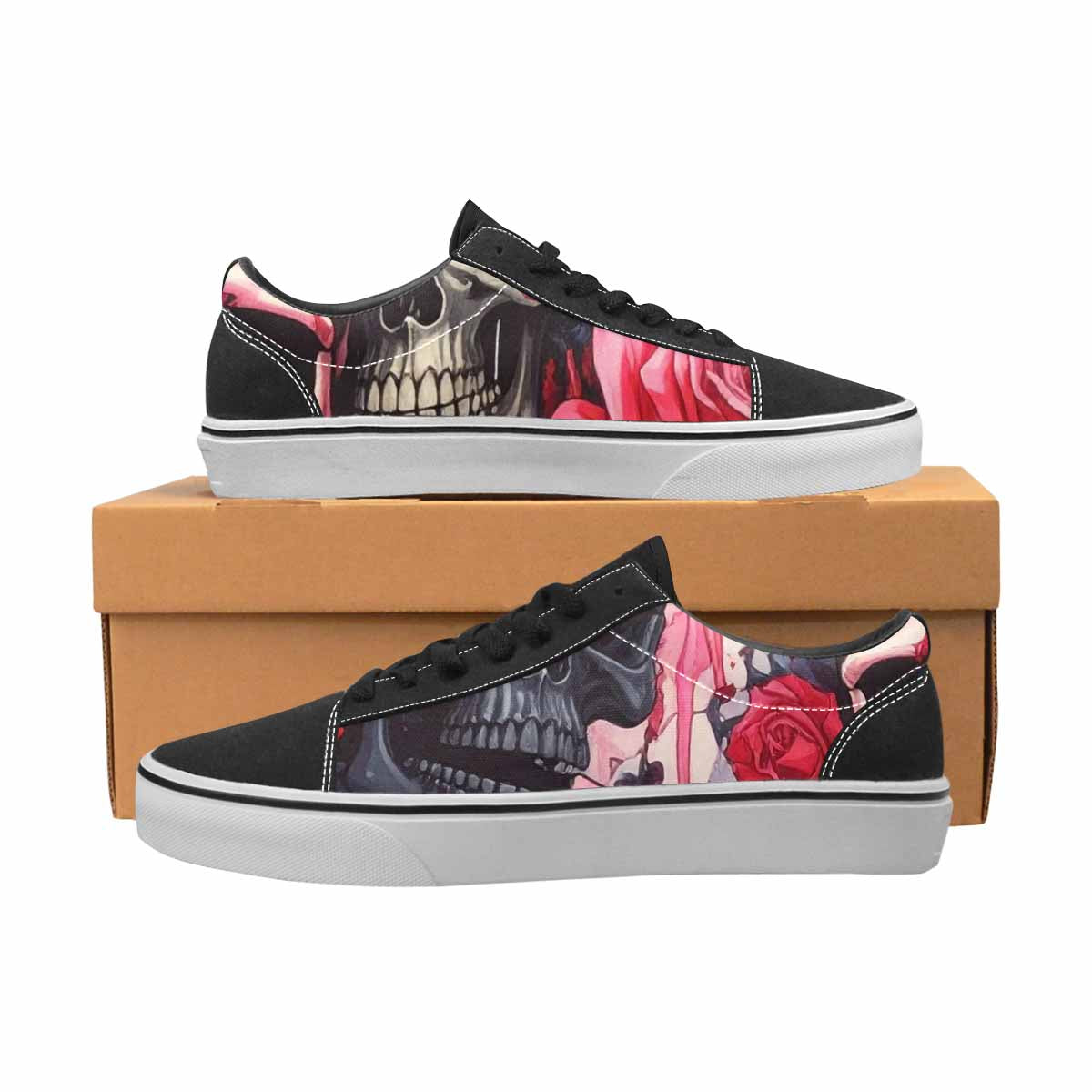 WOMEN'S Skulls Roses Skulls Roses Lace-Up Canvas Y2K Custom Shoes