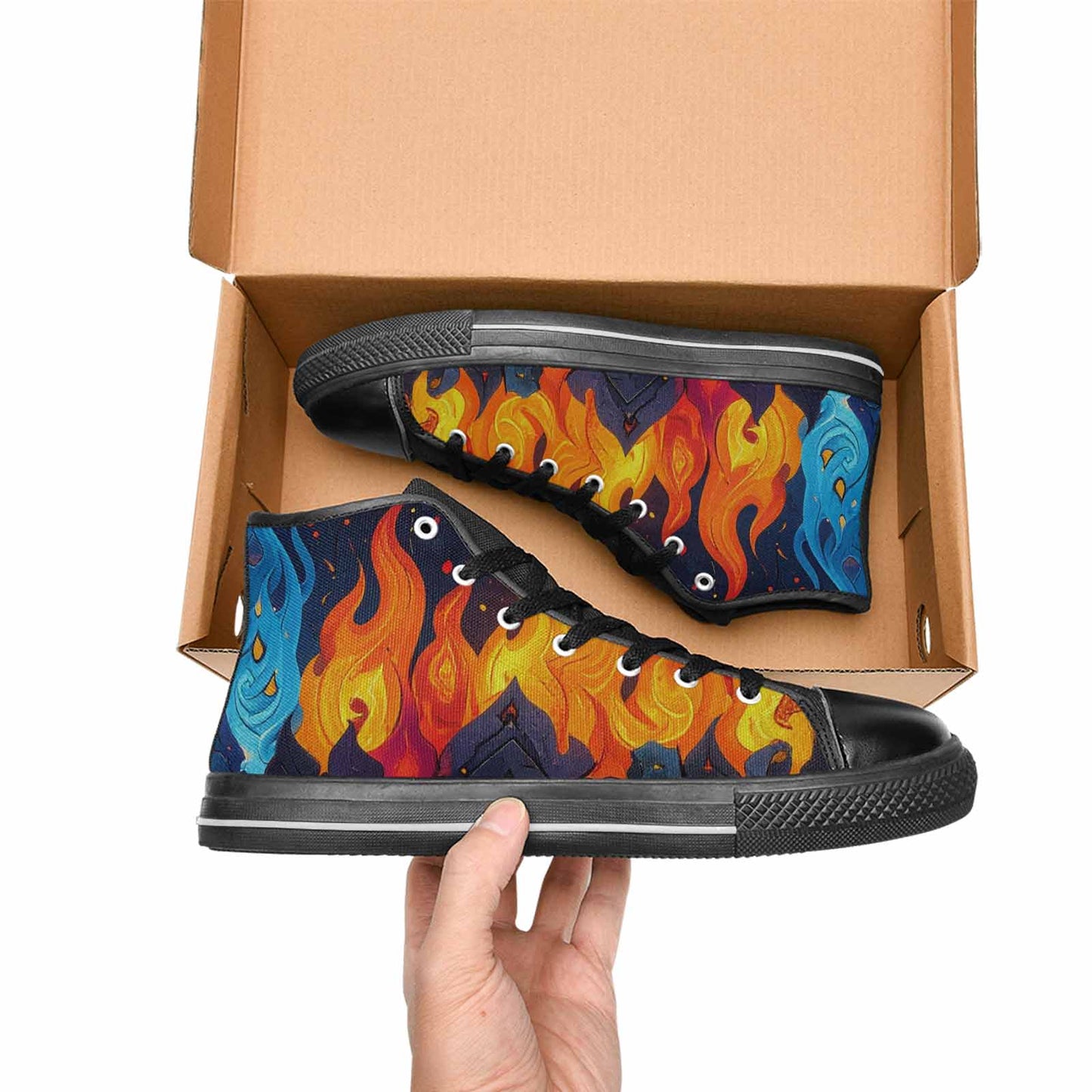 WOMEN'S Fire Flame High Top Canvas Dreamcore Custom Sneakers