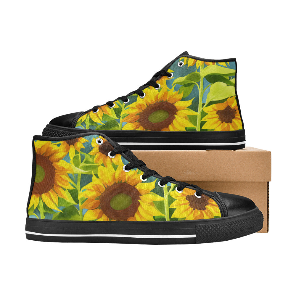 WOMEN'S Sunflowers Art 3 High Top Canvas Dark Academia Sneakers