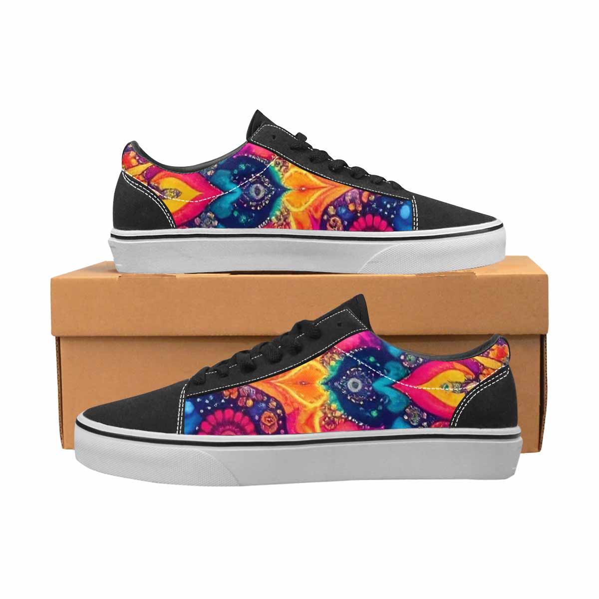 WOMEN'S Tie Dye Mandala Canvas Lace-Up Neon Fantasy Shoes