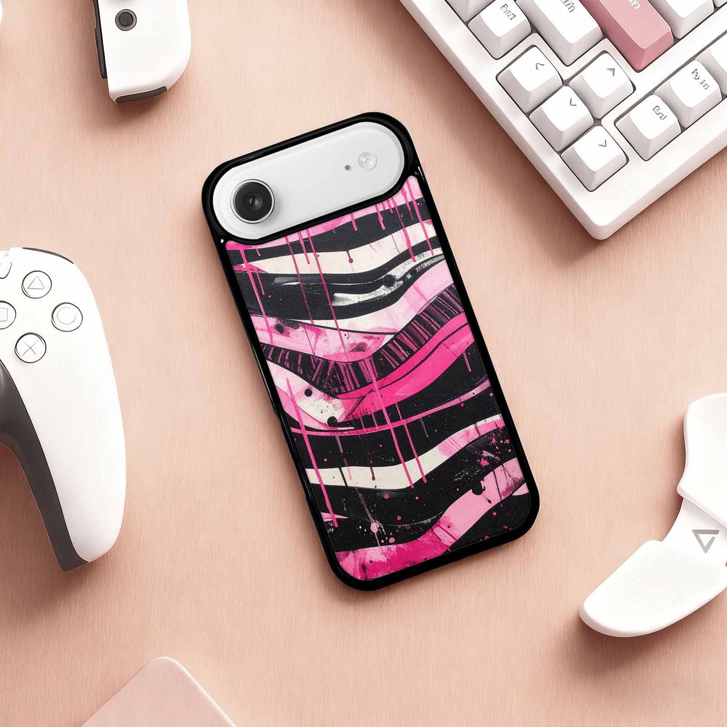 iPhone 17 Air Case — Black Pink Ink Zebra Stripe Animal, Custom Made Phone Cover
